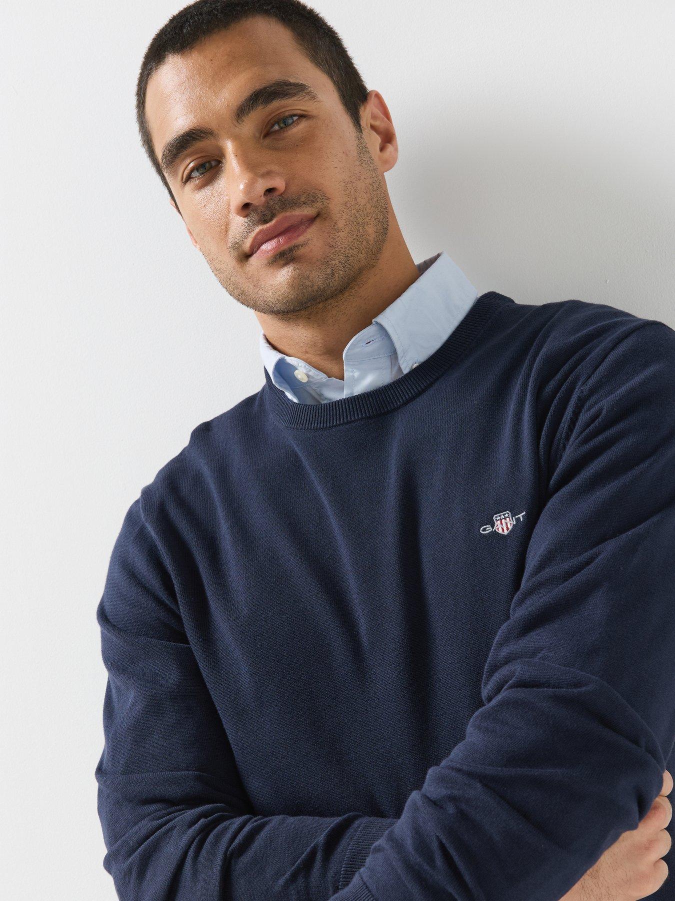 Image 5 of 5 of GANT Gant Classic Cotton Crew Neck Knitted Jumper - Navy