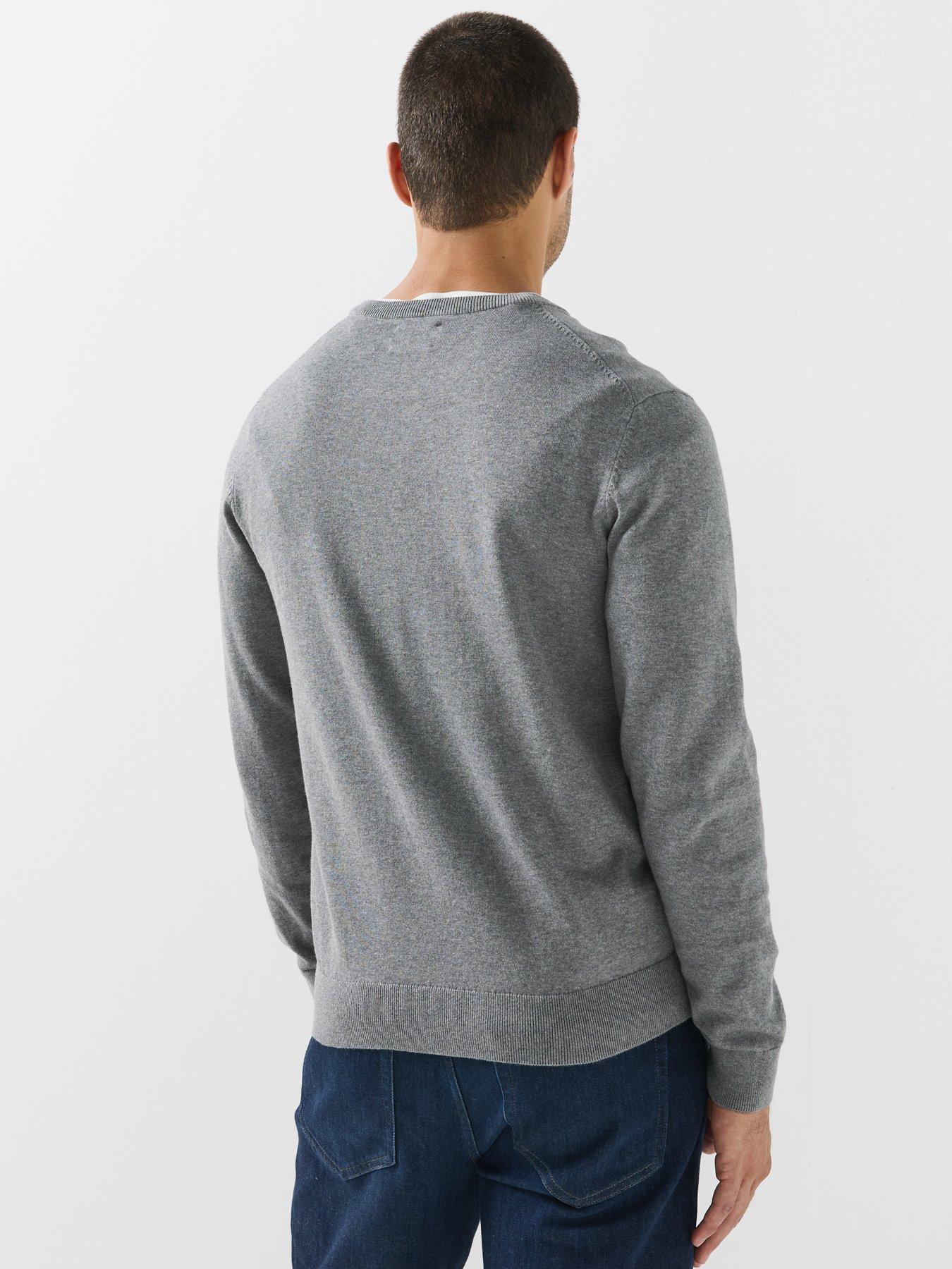 Image 2 of 5 of GANT Gant Classic Cotton Crew Neck Knitted Jumper - Grey