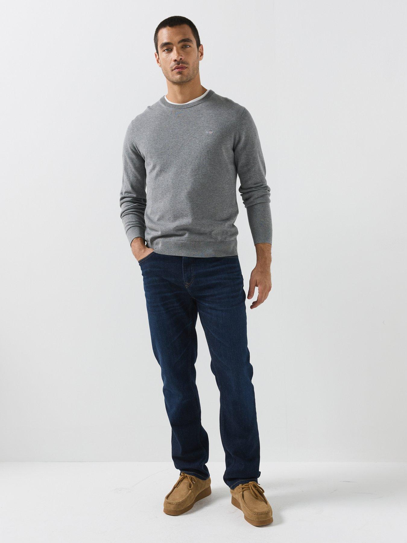 Image 3 of 5 of GANT Gant Classic Cotton Crew Neck Knitted Jumper - Grey