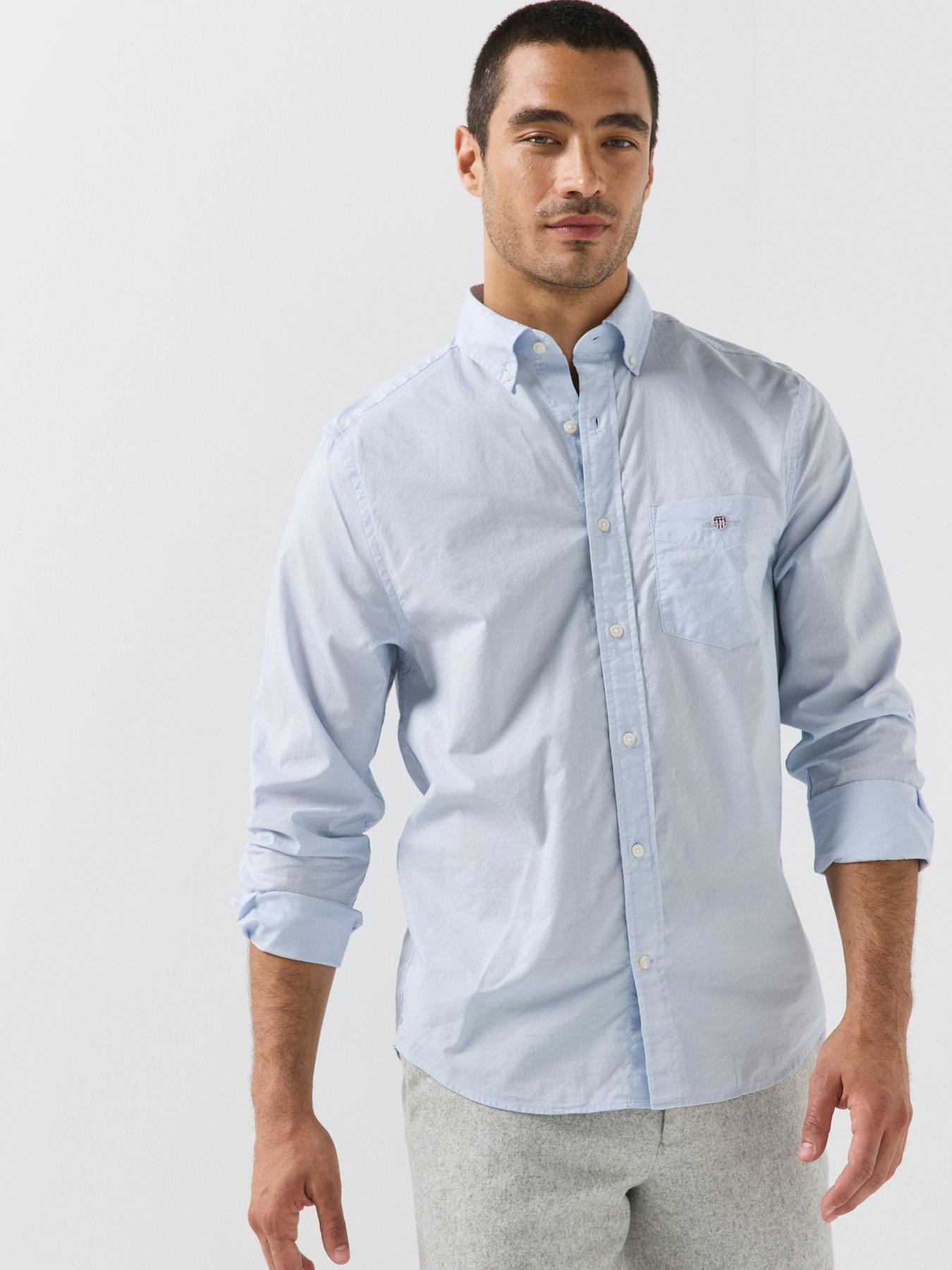 GANT Gant Regular Fit Long Sleeve Poplin Shirt - Light Blue