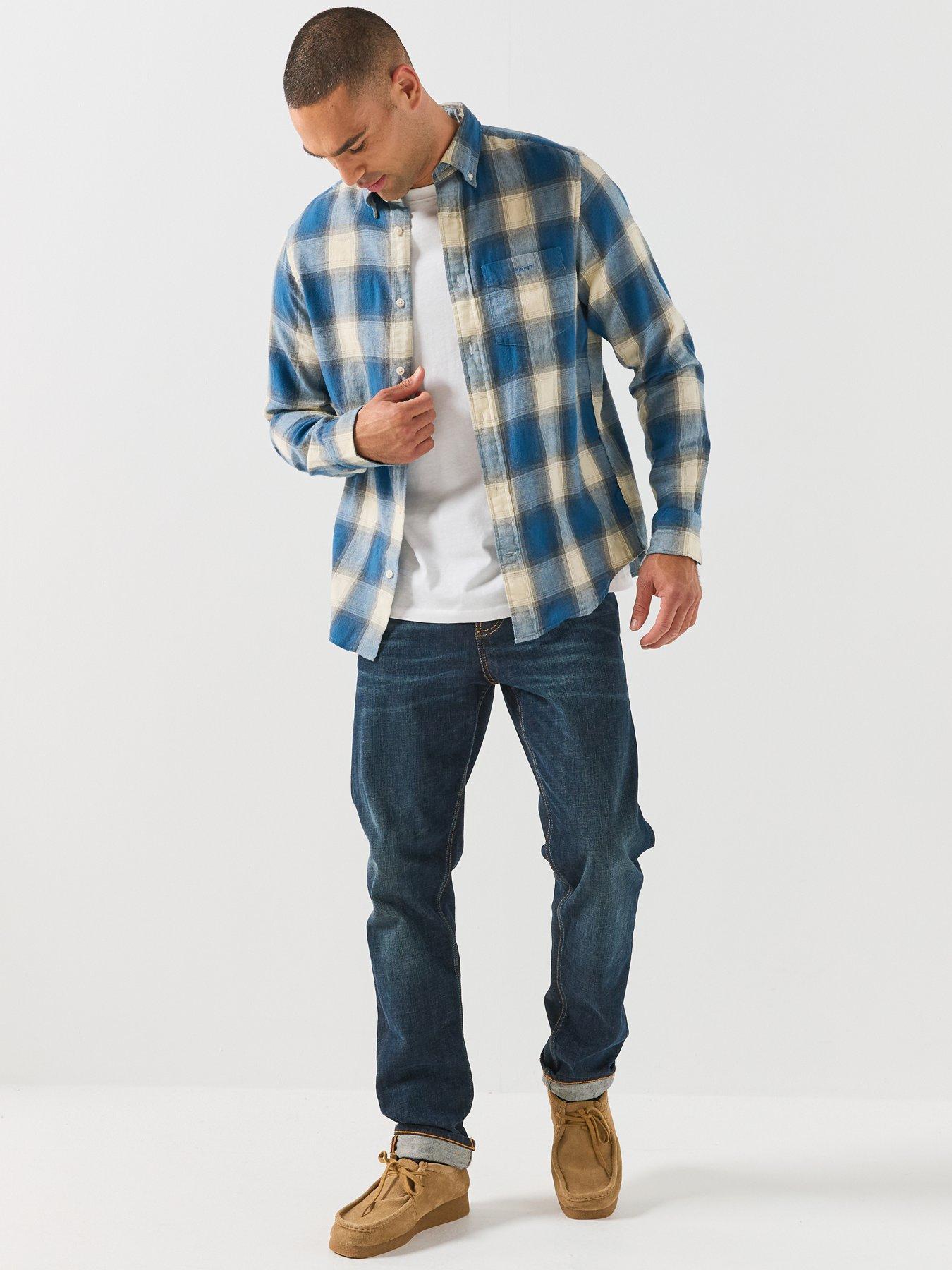 Image 3 of 6 of GANT Gant Regular Fit Windblown Flannel Check Shirt - Blue