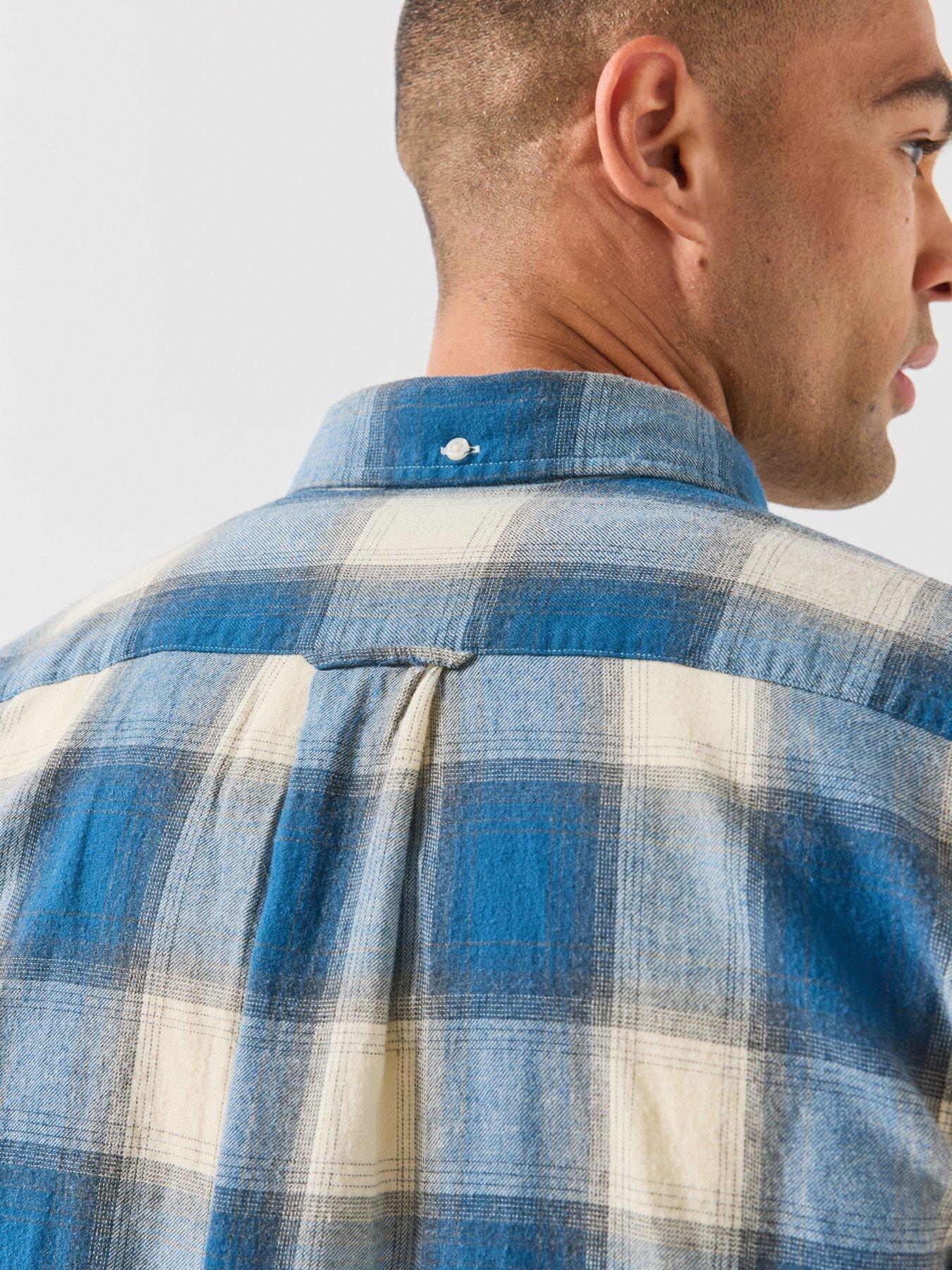 Image 4 of 6 of GANT Gant Regular Fit Windblown Flannel Check Shirt - Blue
