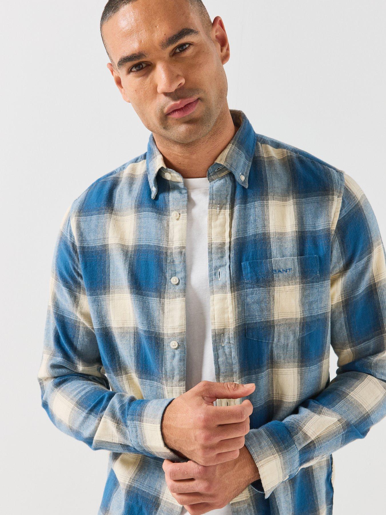 Image 5 of 6 of GANT Gant Regular Fit Windblown Flannel Check Shirt - Blue