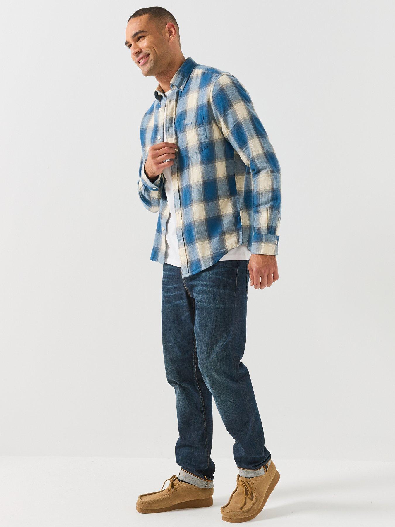 Image 6 of 6 of GANT Gant Regular Fit Windblown Flannel Check Shirt - Blue