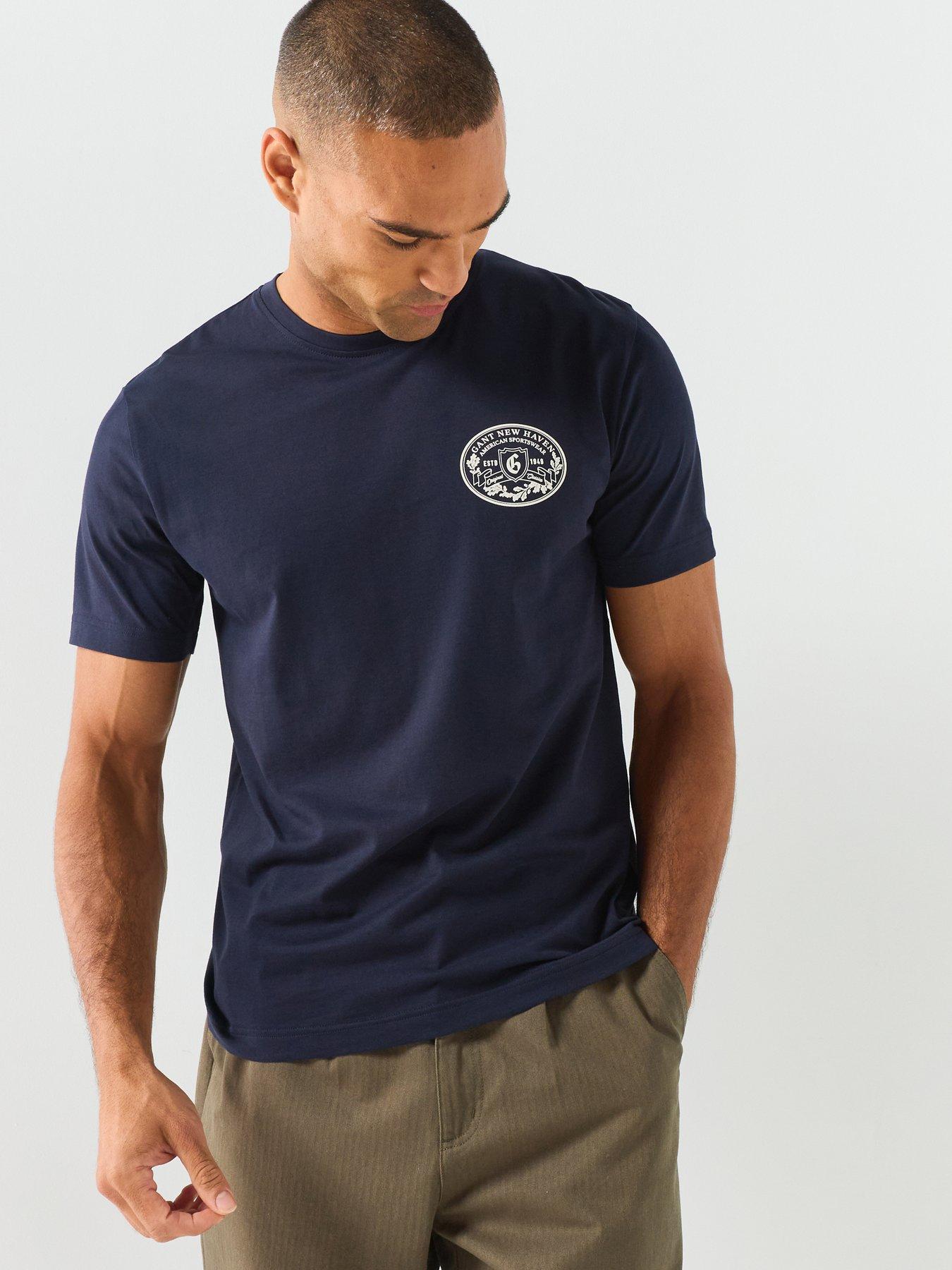 Image 1 of 5 of GANT Mens Graphic Badge Cotton T-Shirt - Navy