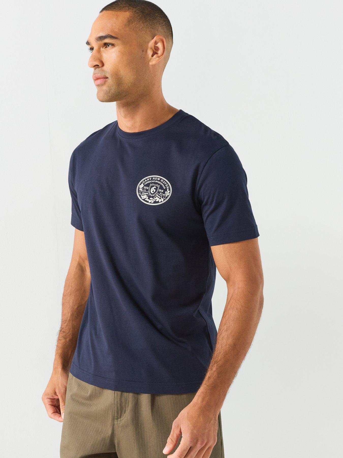 Image 5 of 5 of GANT Mens Graphic Badge Cotton T-Shirt - Navy