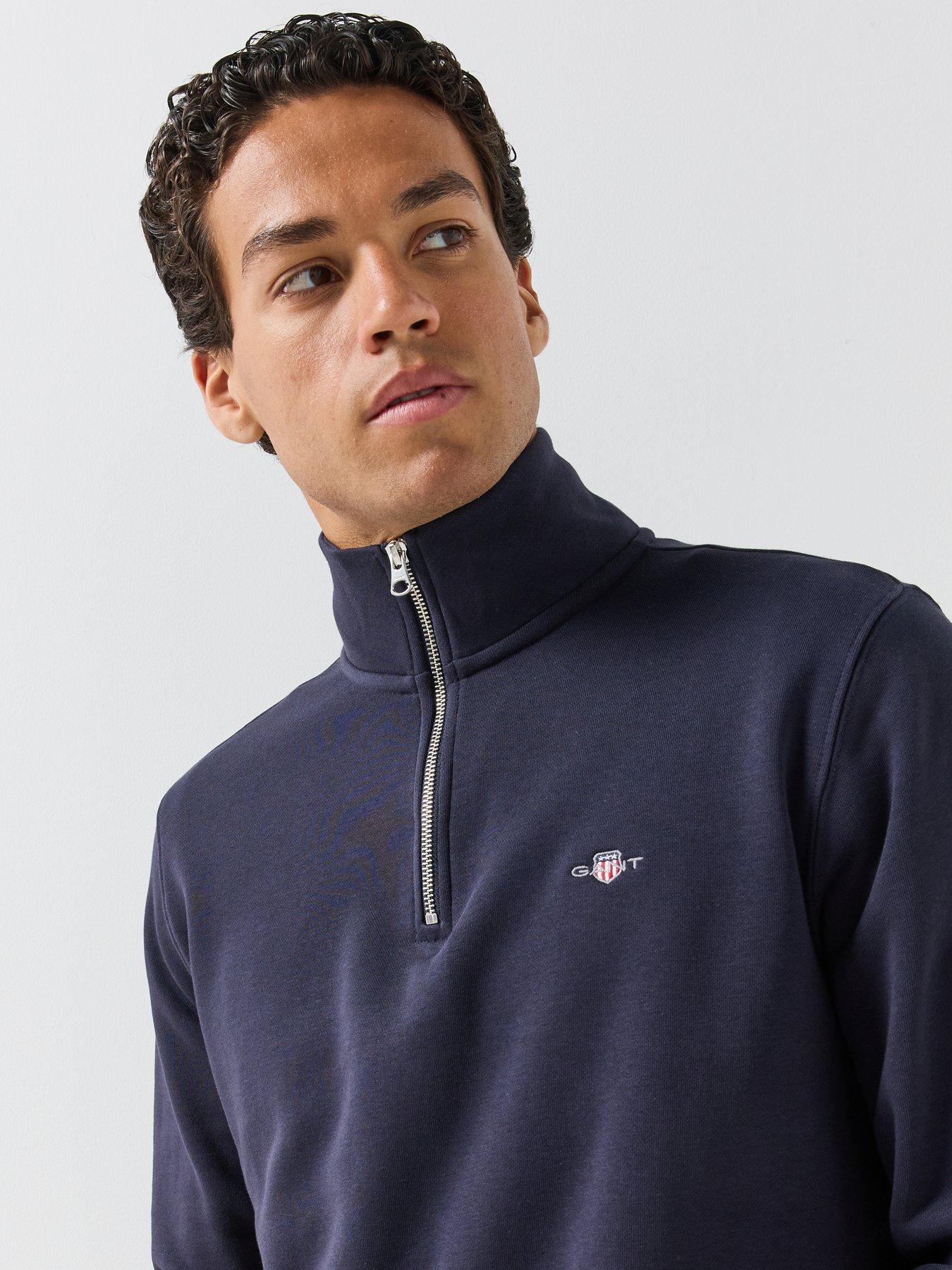 Image 4 of 6 of GANT Mens Regular Fit Half Zip Sweatshirt - Navy