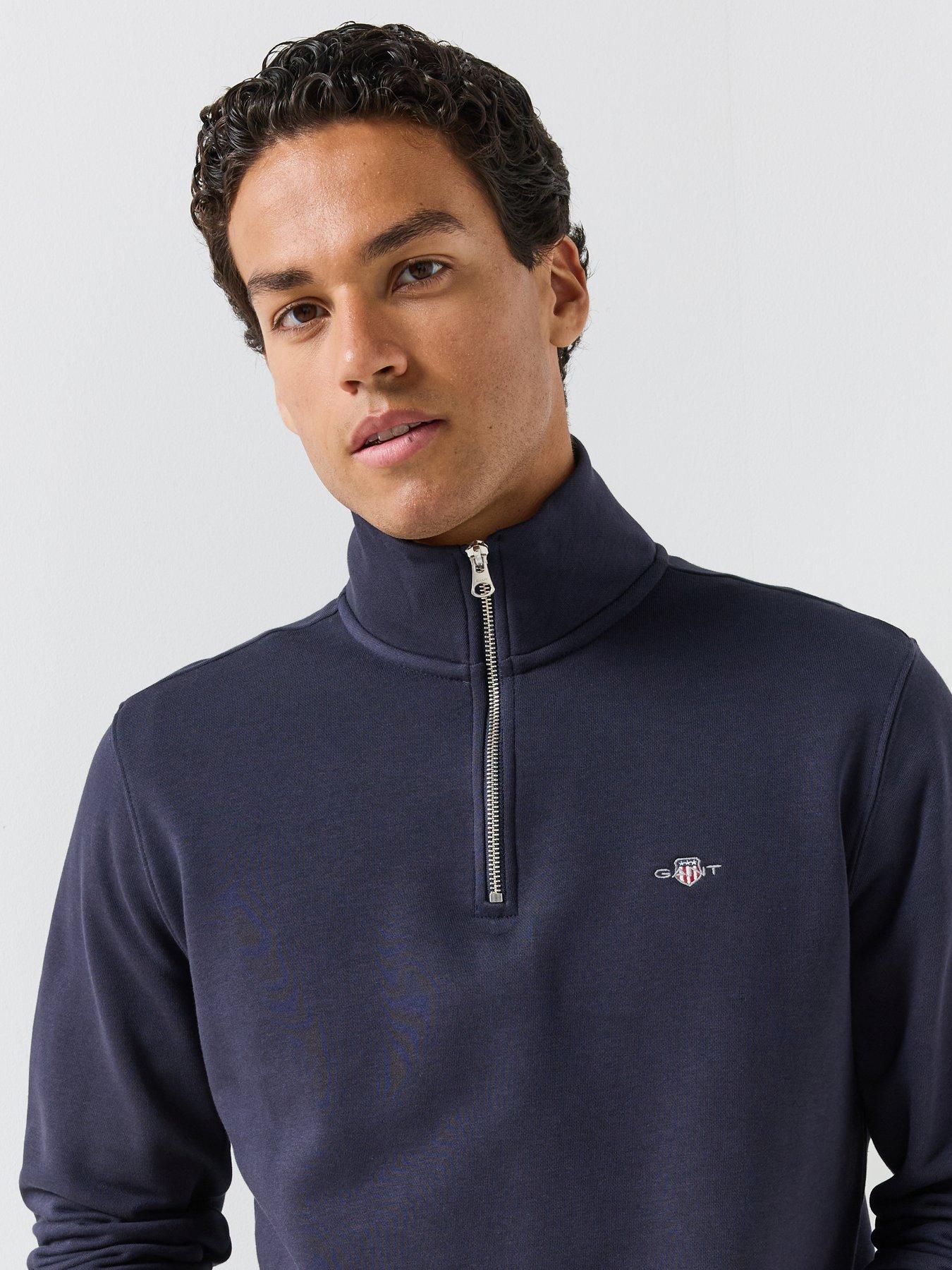 Image 5 of 6 of GANT Mens Regular Fit Half Zip Sweatshirt - Navy