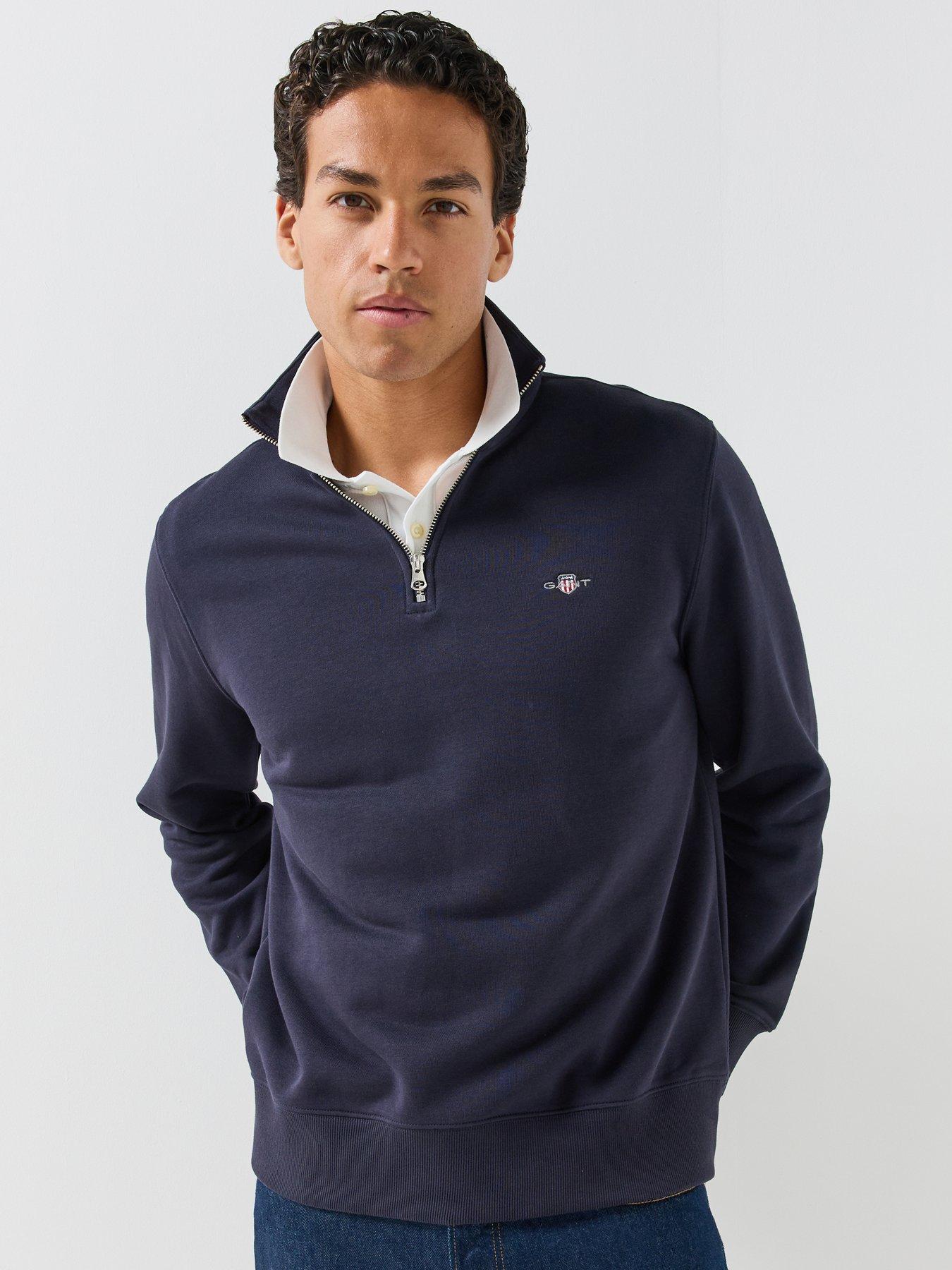 Image 6 of 6 of GANT Mens Regular Fit Half Zip Sweatshirt - Navy