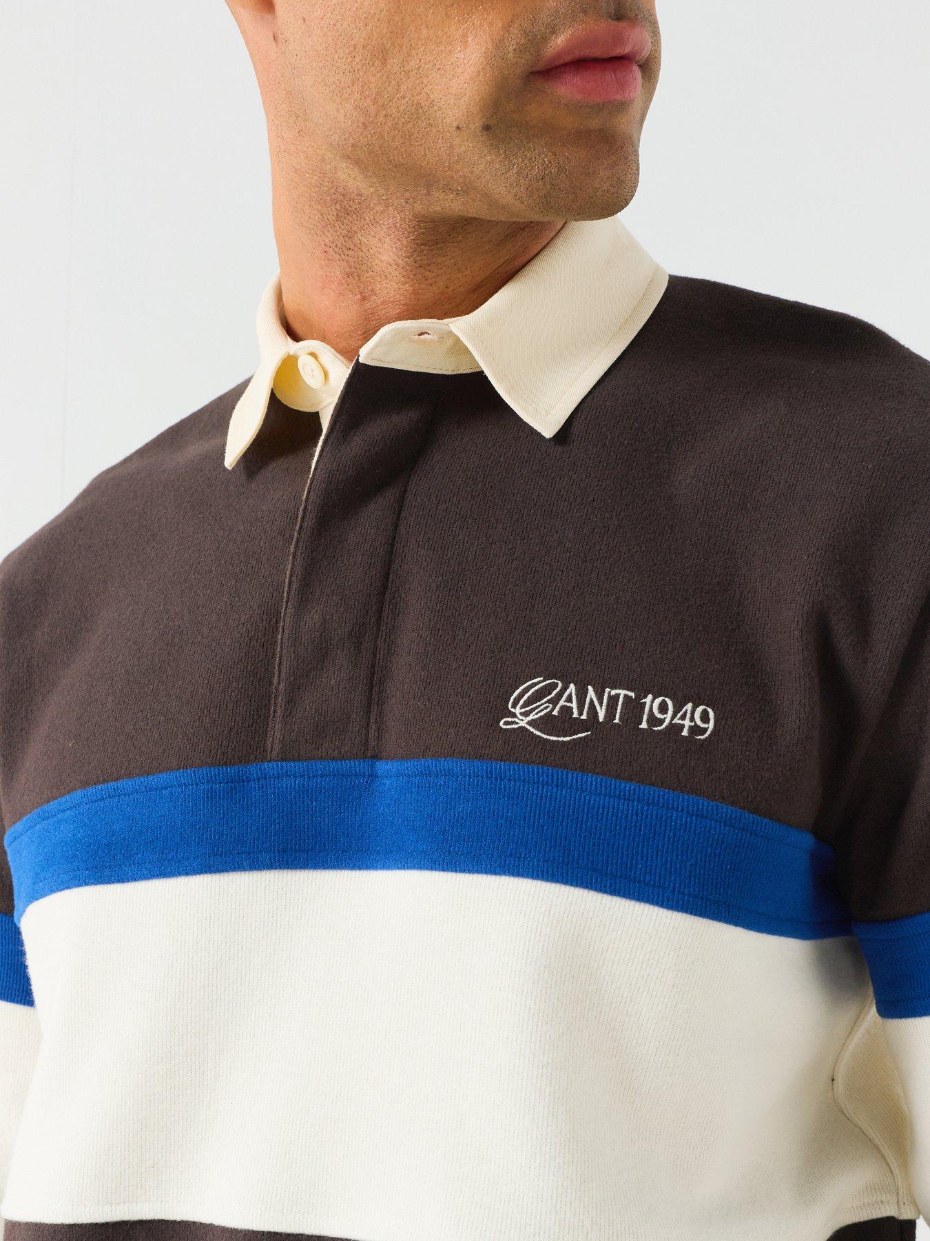 Image 4 of 6 of GANT Gant Striped Heavy Rugger Polo - Brown