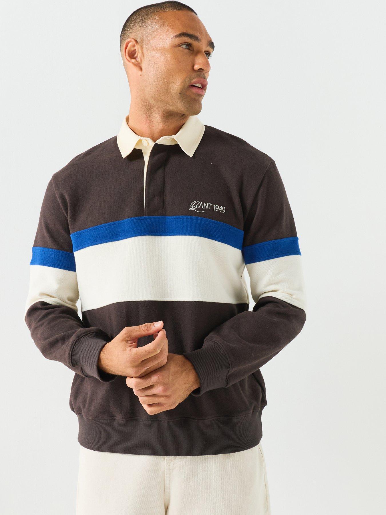Image 6 of 6 of GANT Gant Striped Heavy Rugger Polo - Brown