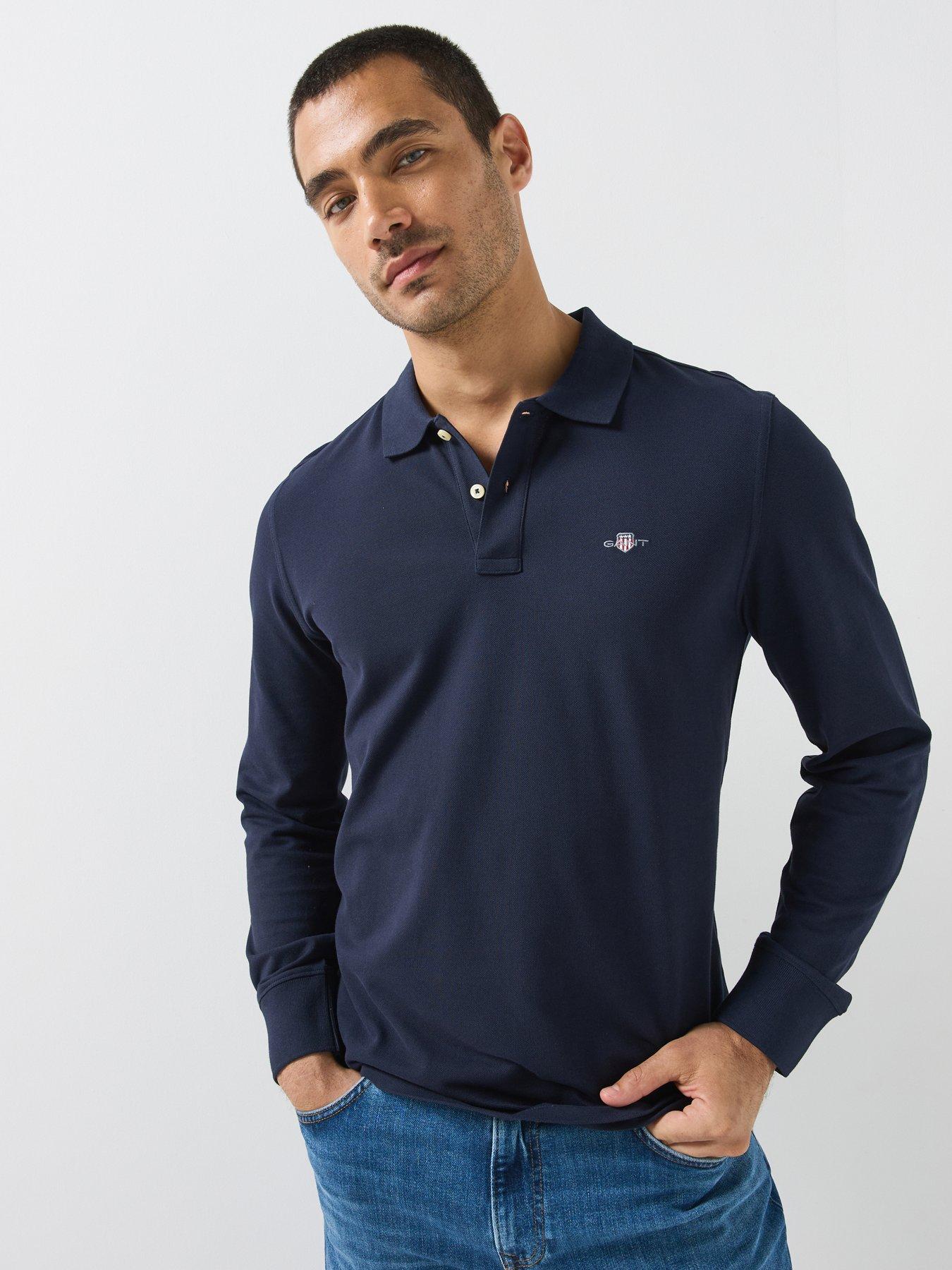 GANT Gant Shield Long Sleeved Pique Rugger Polo - Navy