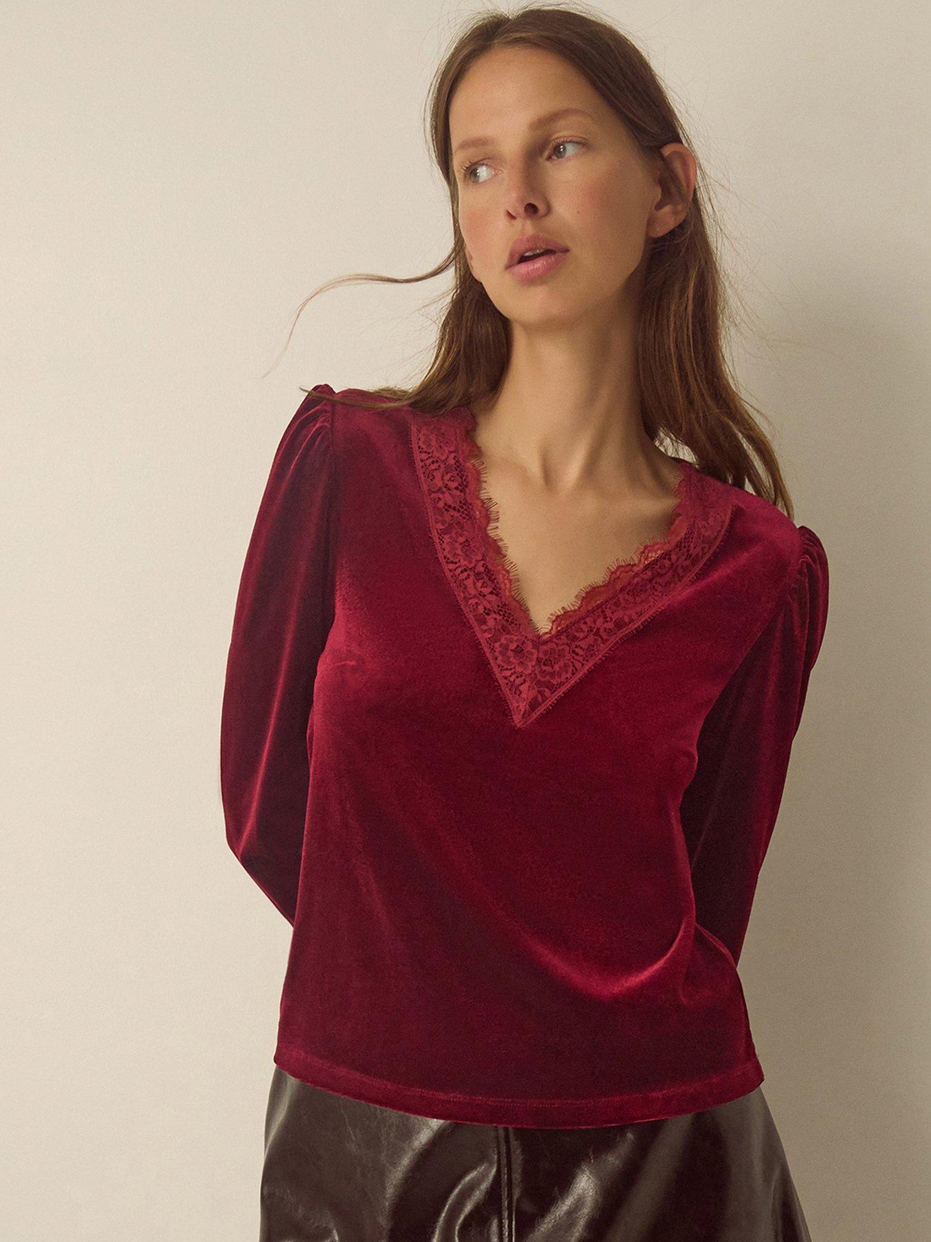 Image 1 of 5 of Monsoon Lexi Lace Velvet Top