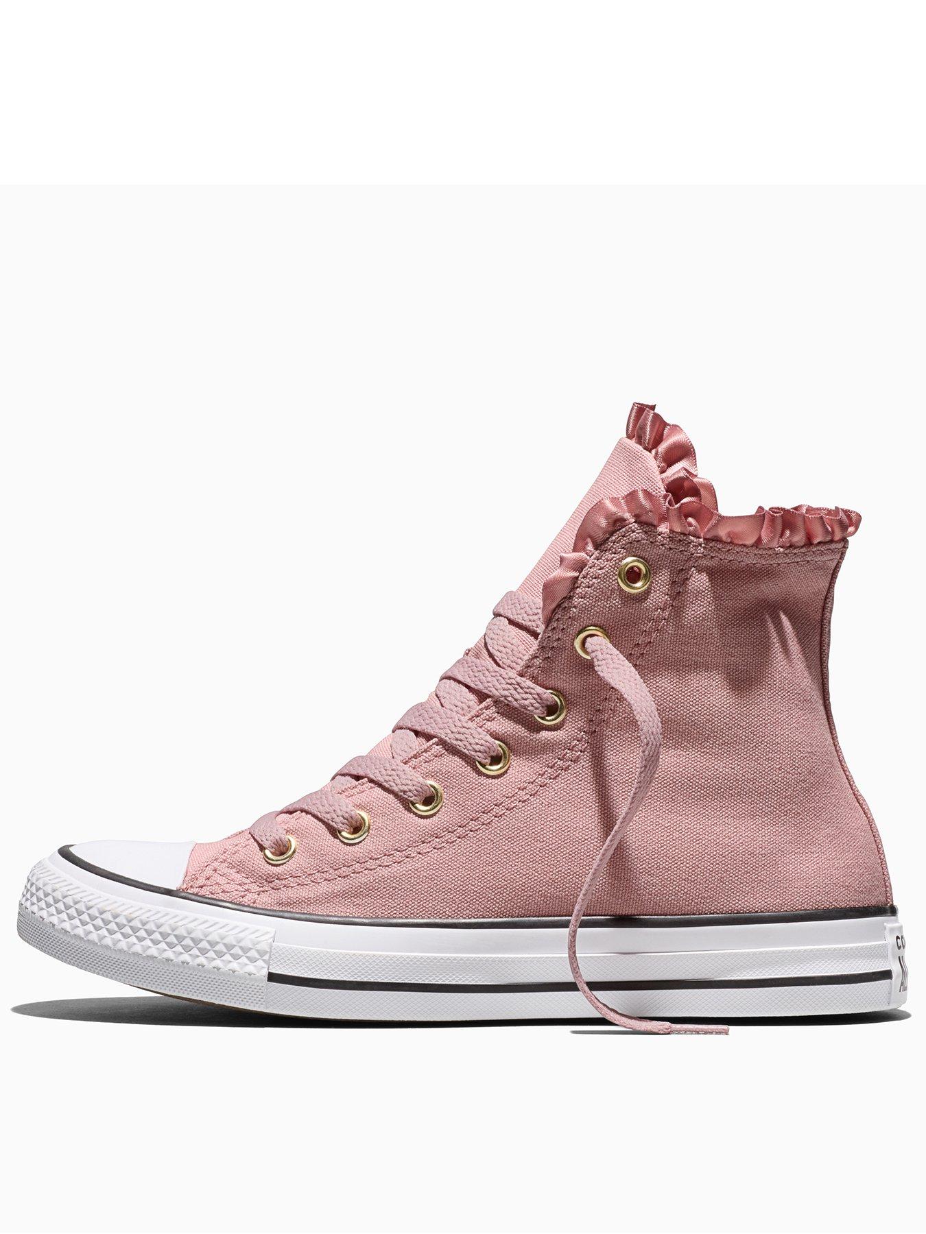 Image 3 of 5 of Converse Kids Chuck Taylor All Star Ruffle Trim High-Top Lace-Up Trainers - Pink