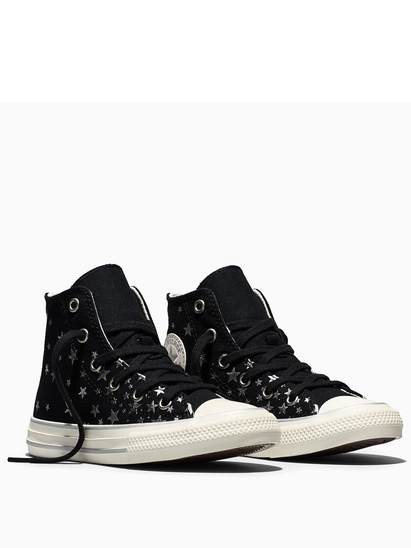 Image 2 of 5 of Converse Kids Chuck Taylor All Star Hi Elevated Shine Star Print Hi Top Trainers - Black
