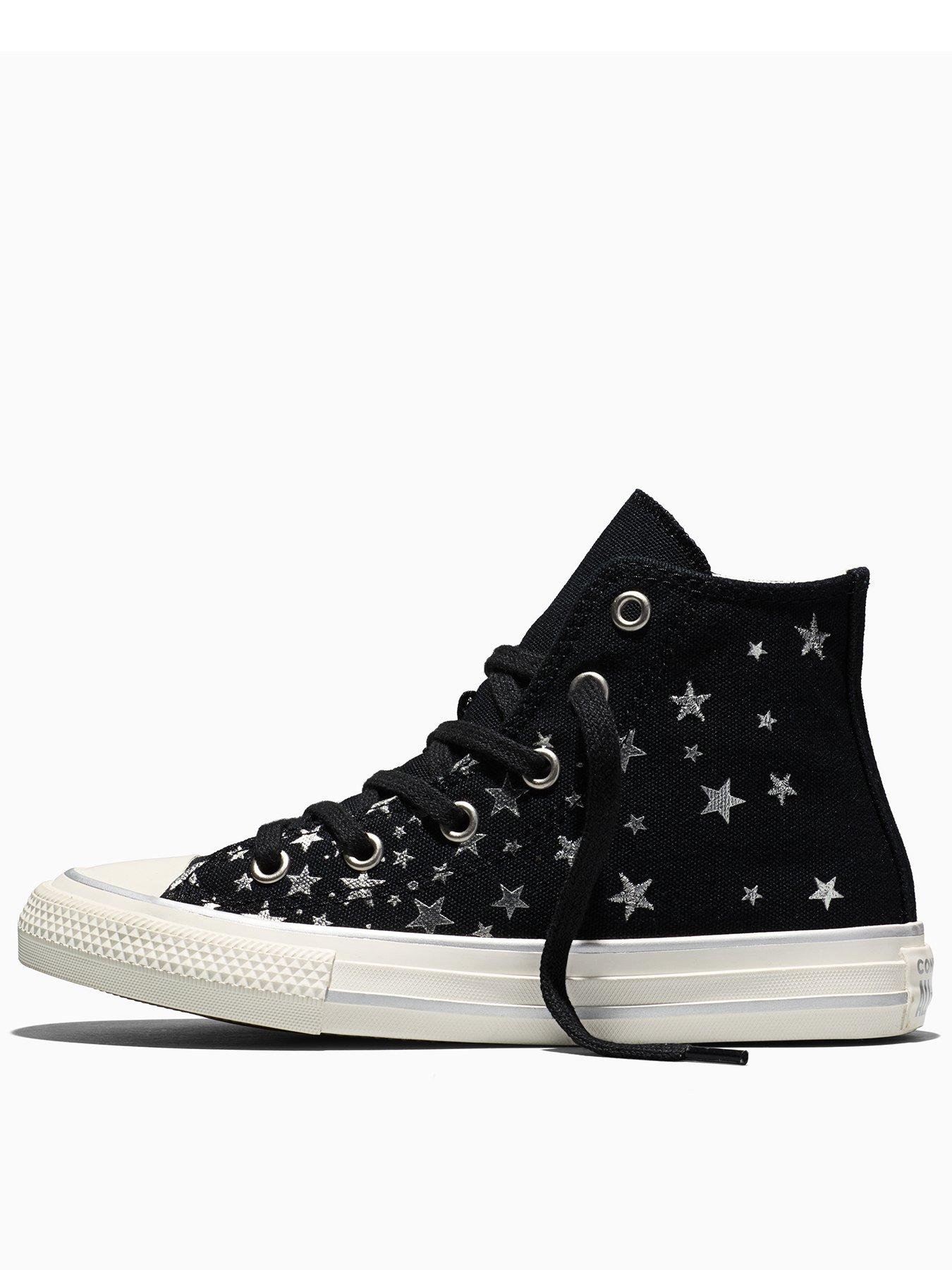 Image 3 of 5 of Converse Kids Chuck Taylor All Star Hi Elevated Shine Star Print Hi Top Trainers - Black