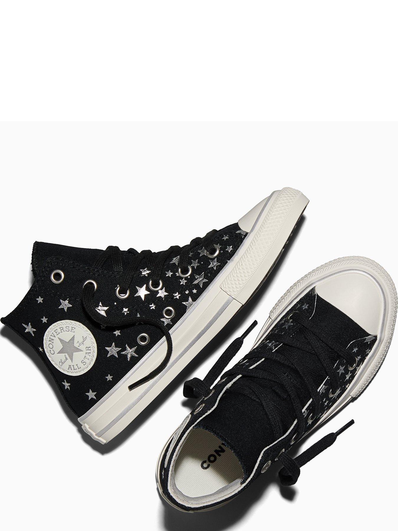 Image 4 of 5 of Converse Kids Chuck Taylor All Star Hi Elevated Shine Star Print Hi Top Trainers - Black