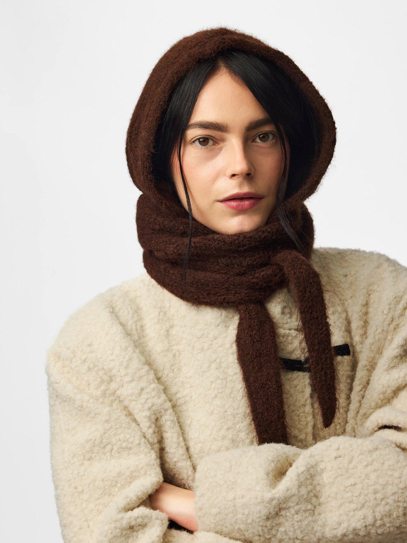 Image 2 of 3 of PIECES Womens Balaclava Wool Blend Scarf - Brown