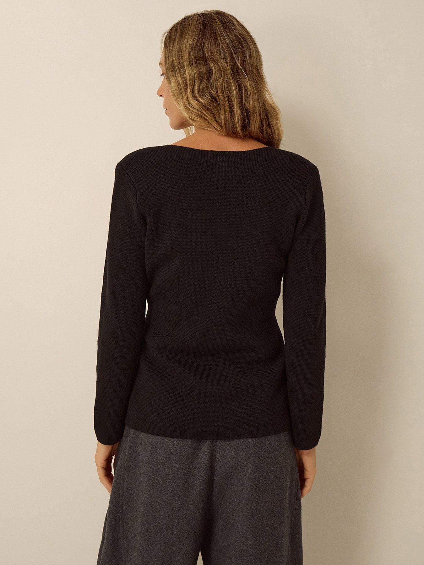 Image 2 of 5 of Monsoon Womens Wrap V-Neck Asymmetric Button Cardigan - Black