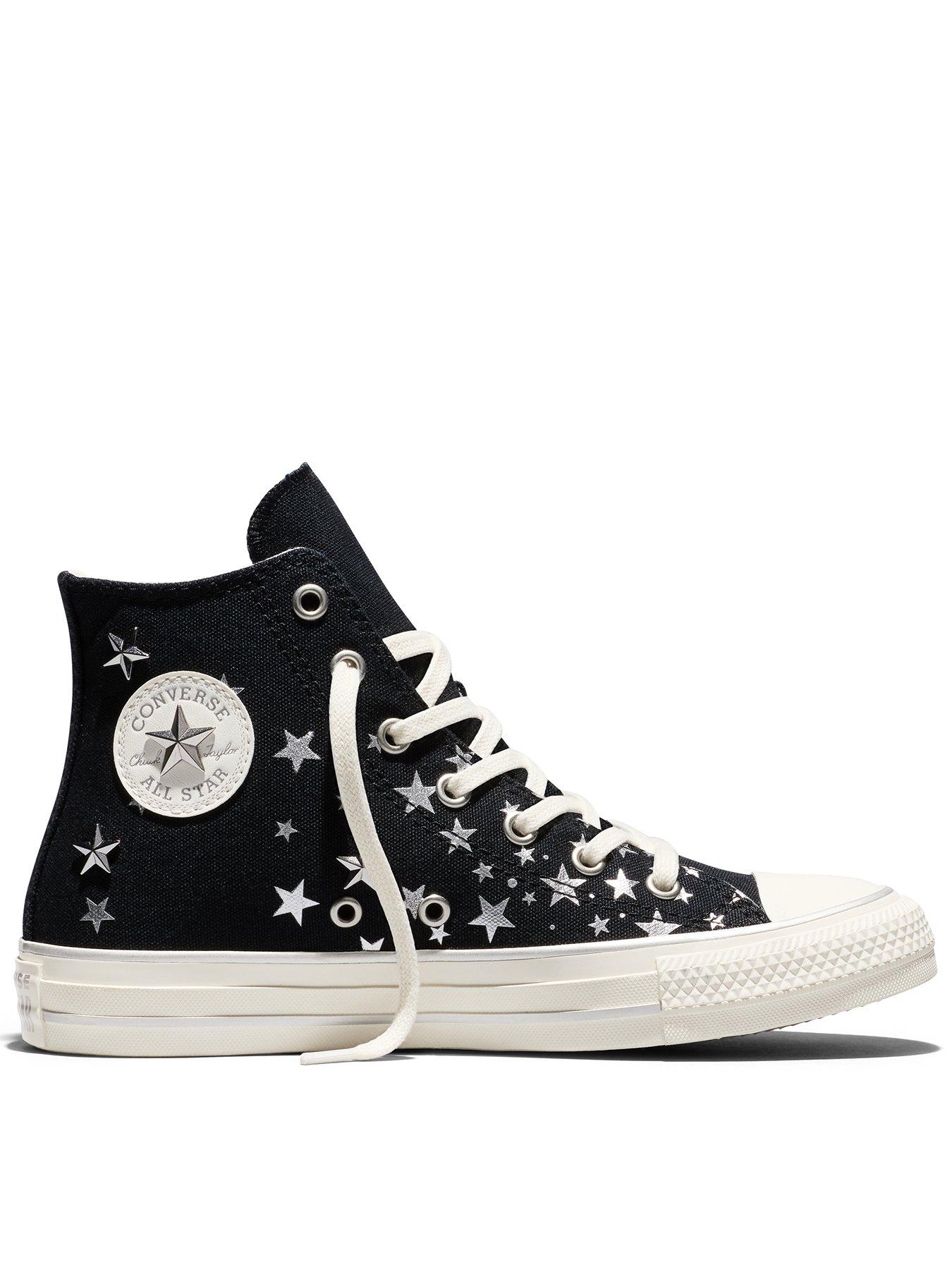 Converse Junior Chuck Taylor All Star Hi Elevated Shine Trainers - Black