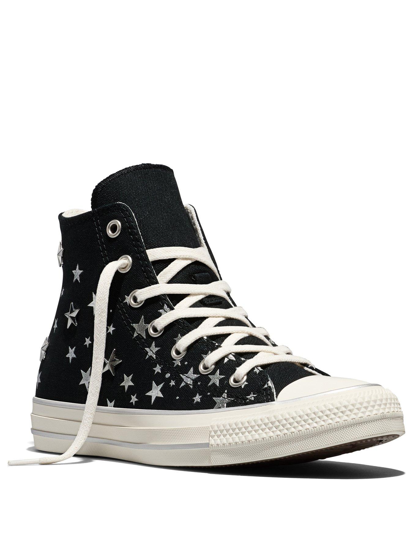 Image 2 of 6 of Converse Junior Chuck Taylor All Star Hi Star Stud Trainers - Black