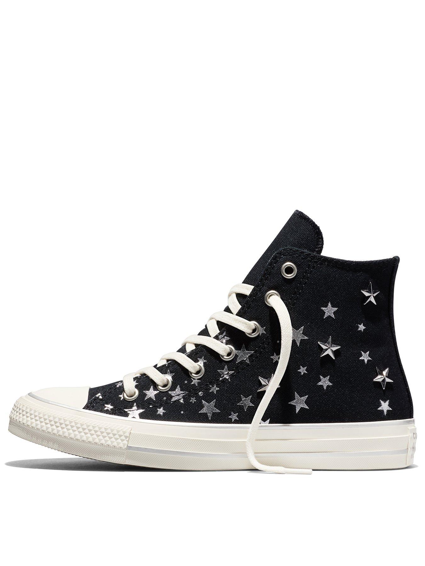 Image 3 of 6 of Converse Junior Chuck Taylor All Star Hi Star Stud Trainers - Black