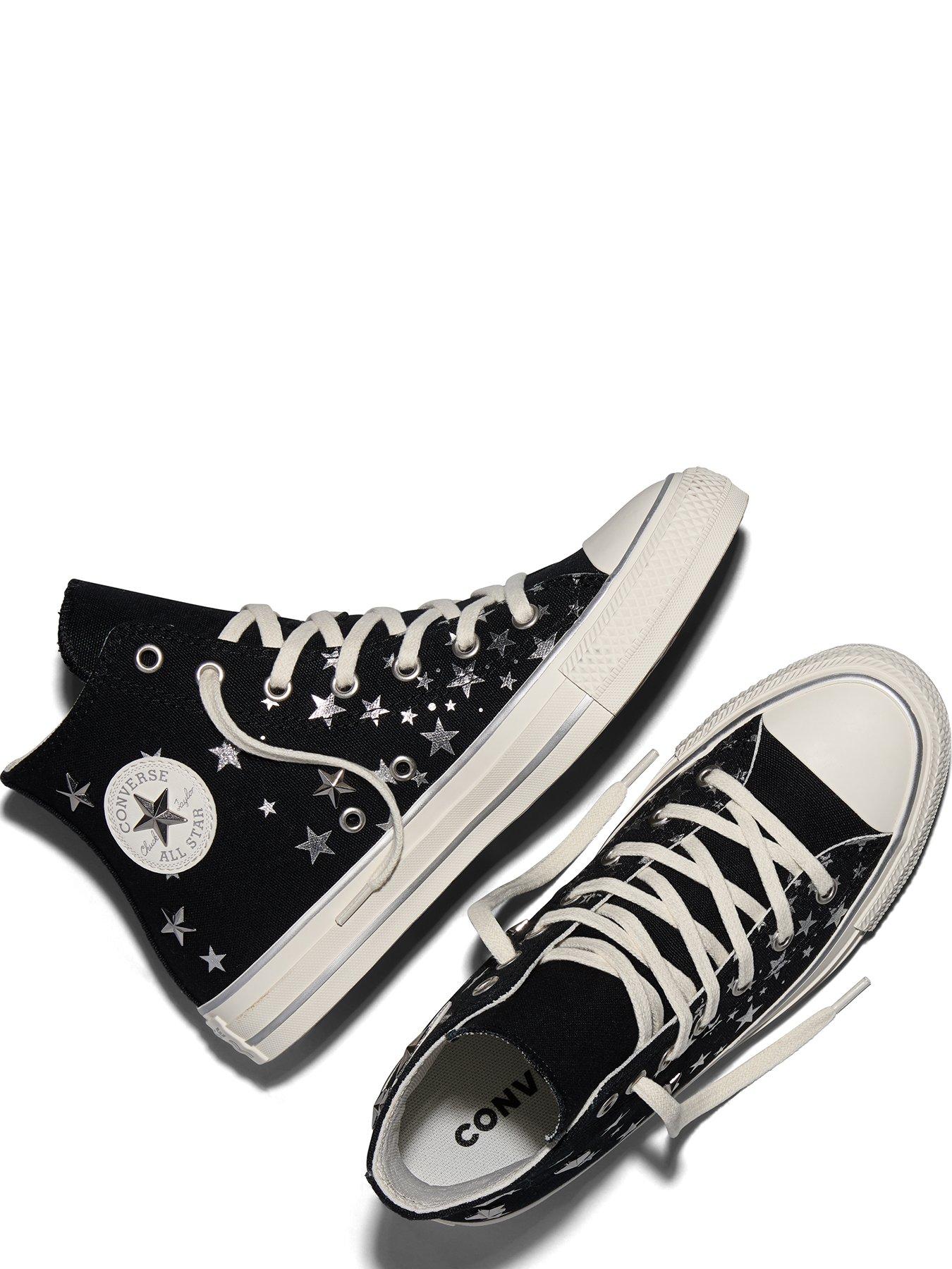 Image 4 of 6 of Converse Junior Chuck Taylor All Star Hi Star Stud Trainers - Black