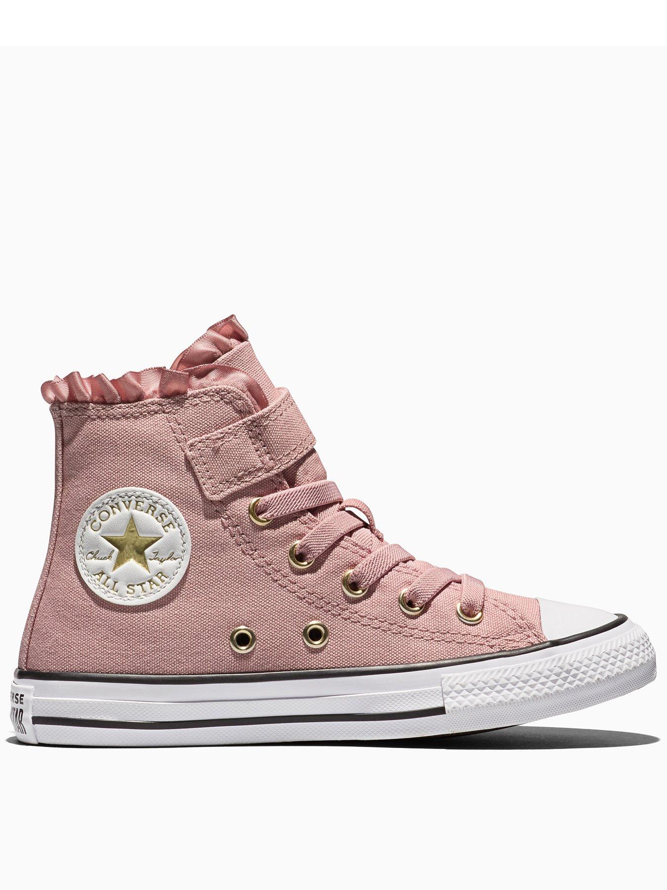 Converse Girls Chuck Taylor All Star Hi Frill Strap Trainers - Pink
