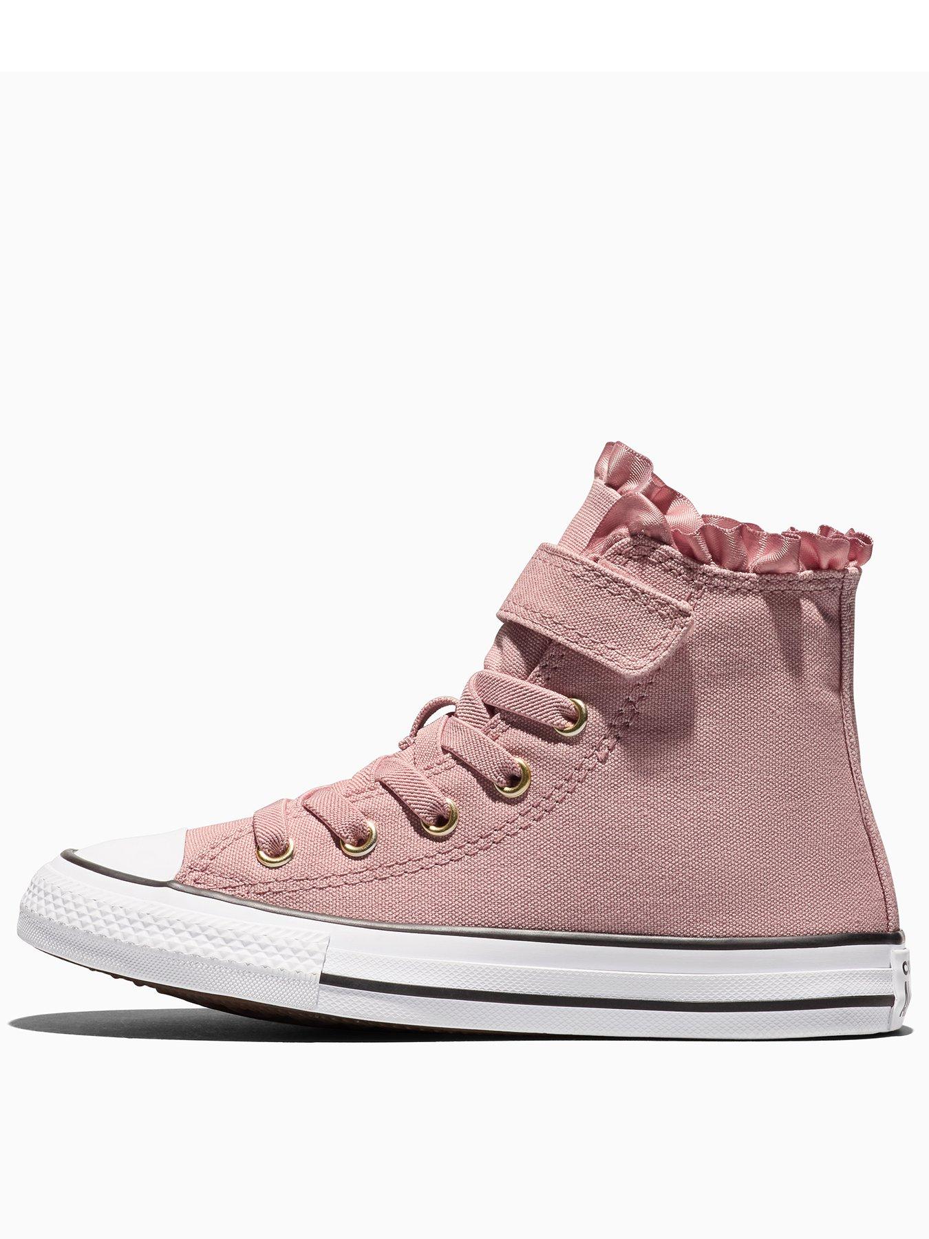Image 3 of 5 of Converse Girls Chuck Taylor All Star Hi Frill Strap Trainers - Pink