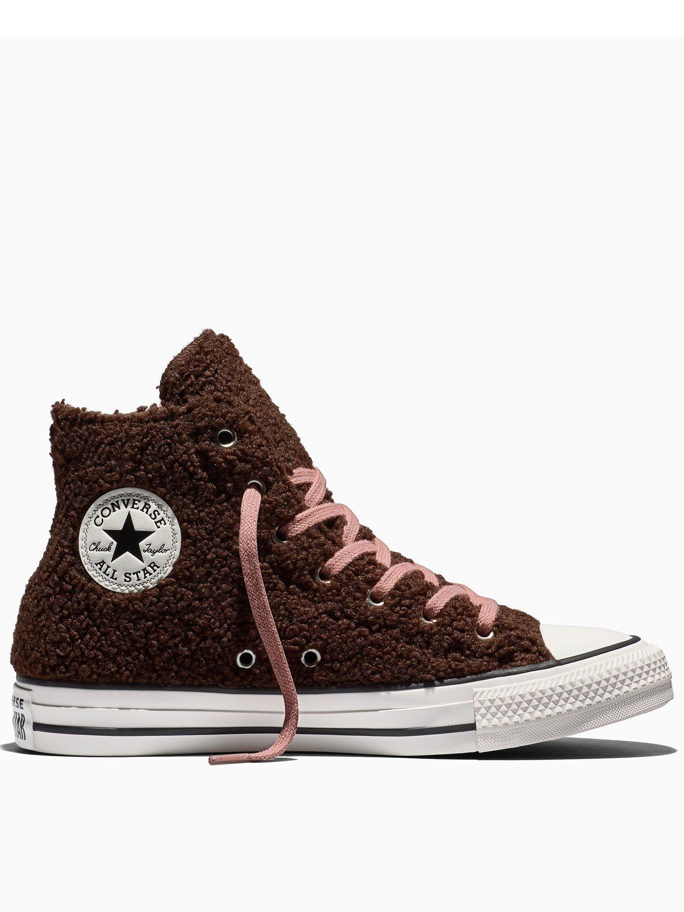 Image 1 of 5 of Converse Junior Chuck Taylor All Star Hi Winter Warm Trainers - Brown