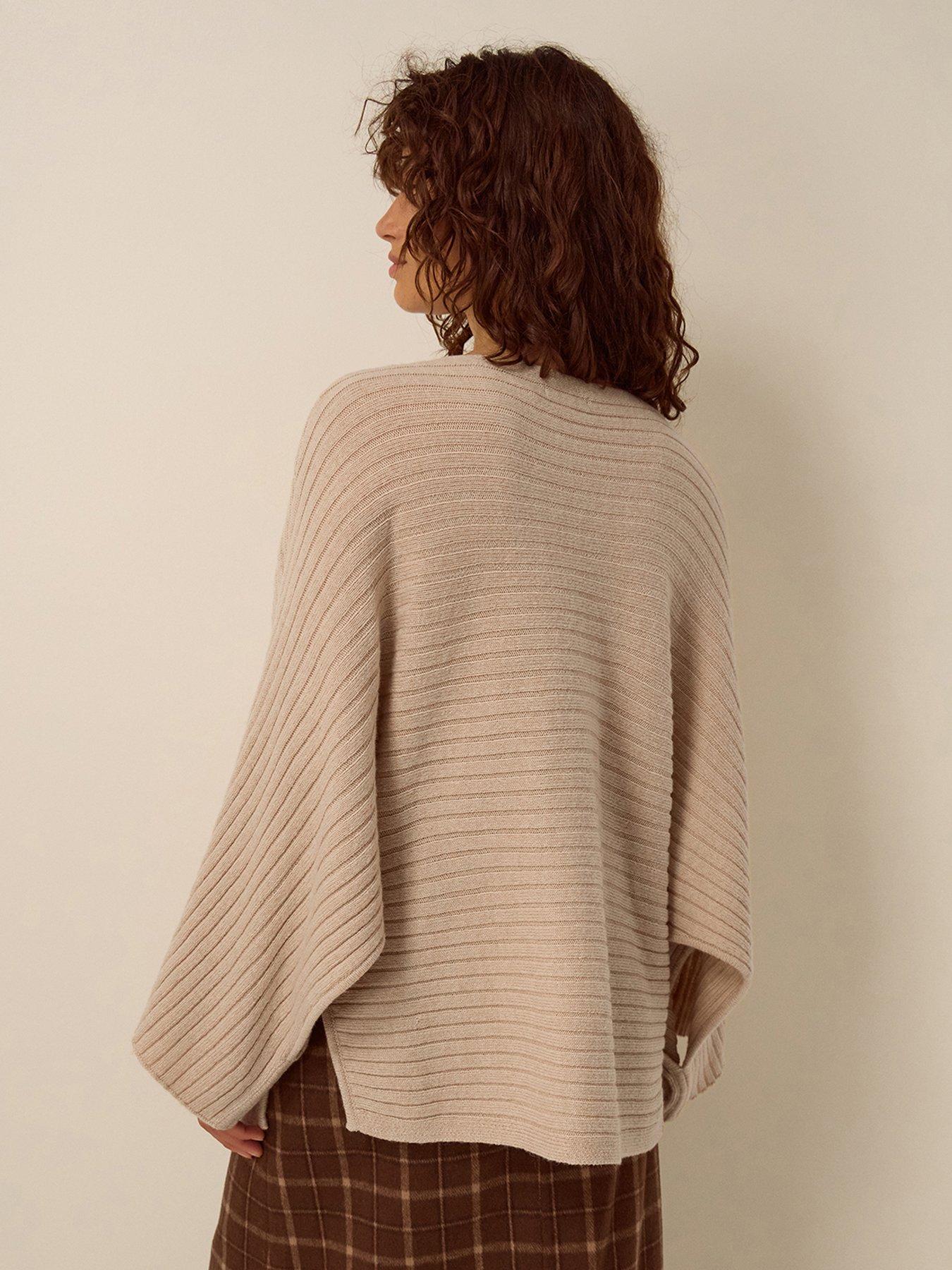 Image 2 of 5 of Monsoon Womens Rumi Ribbed Poncho Shape Jumper - Cream