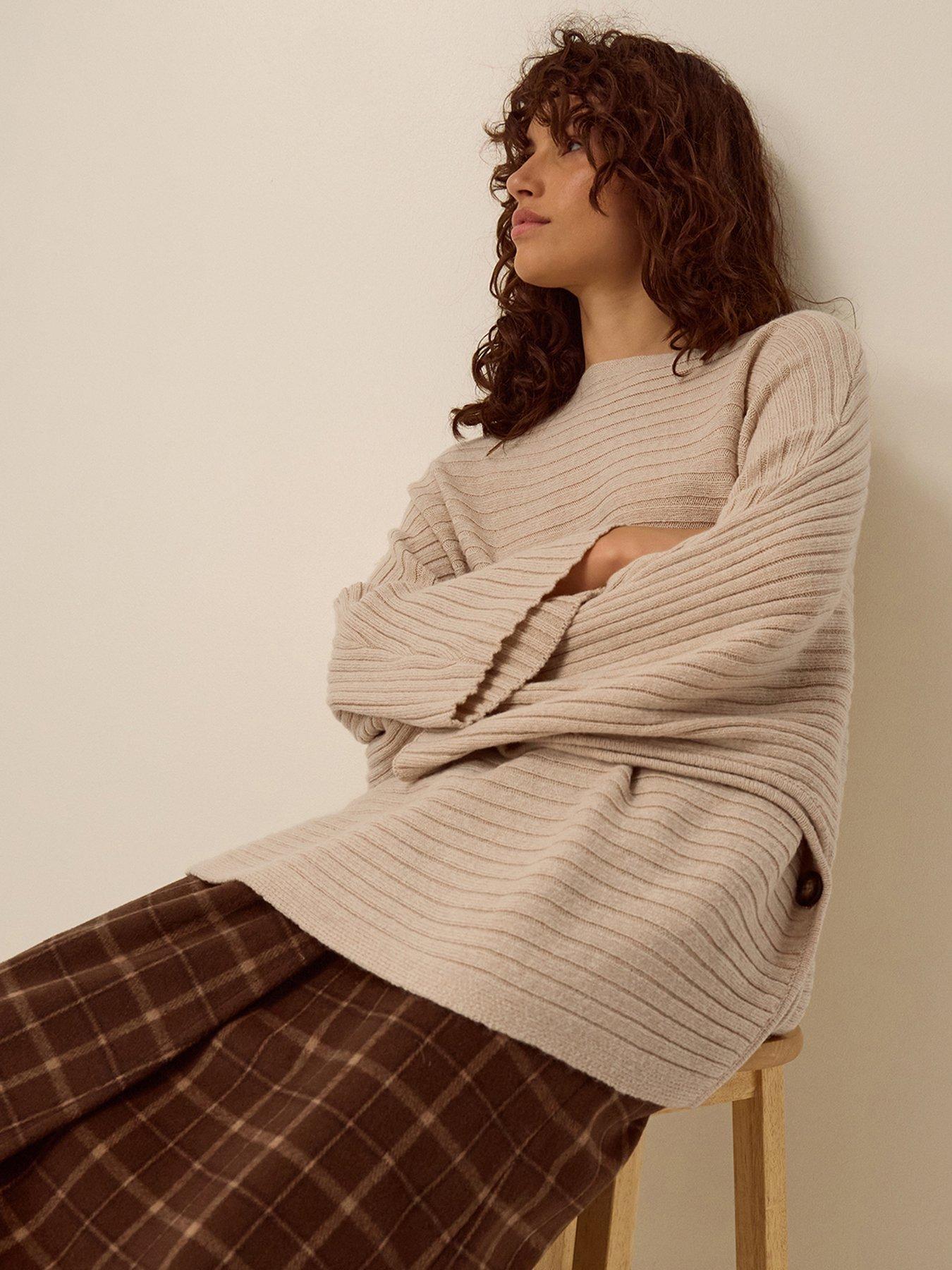 Image 5 of 5 of Monsoon Womens Rumi Ribbed Poncho Shape Jumper - Cream