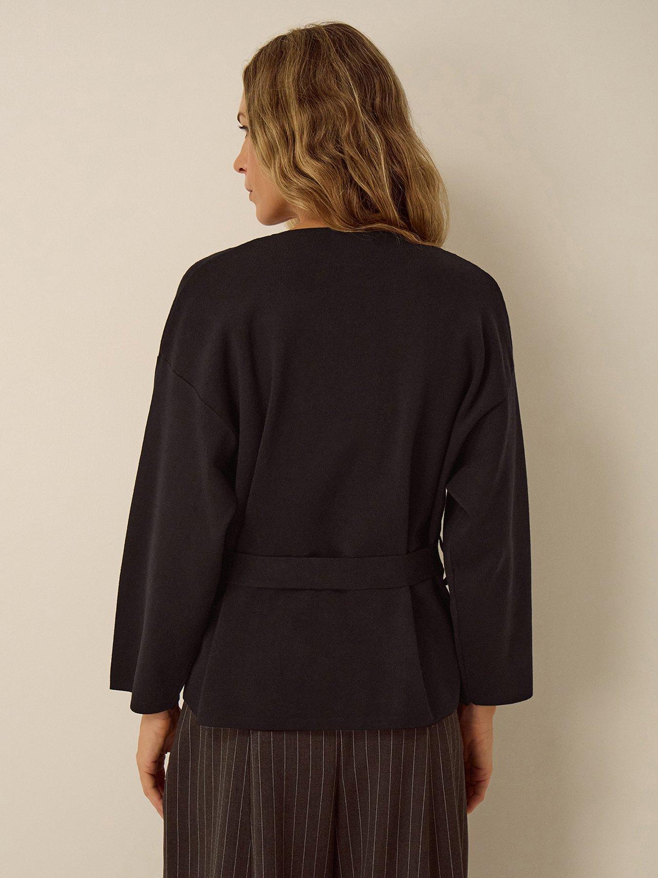 Image 2 of 4 of Monsoon Womens Bess Belted Asymmetric Button Jacket - Black