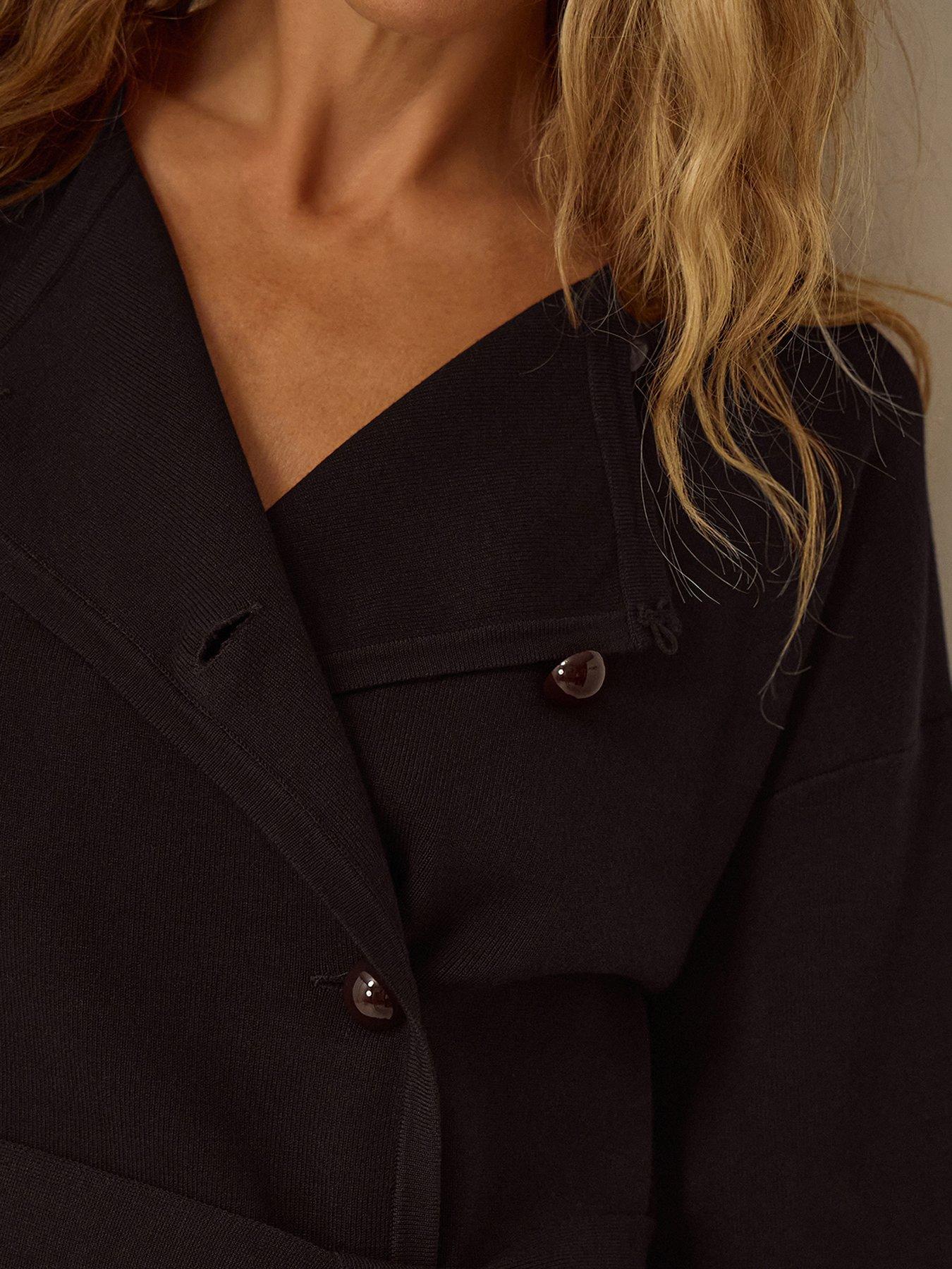 Image 4 of 4 of Monsoon Womens Bess Belted Asymmetric Button Jacket - Black