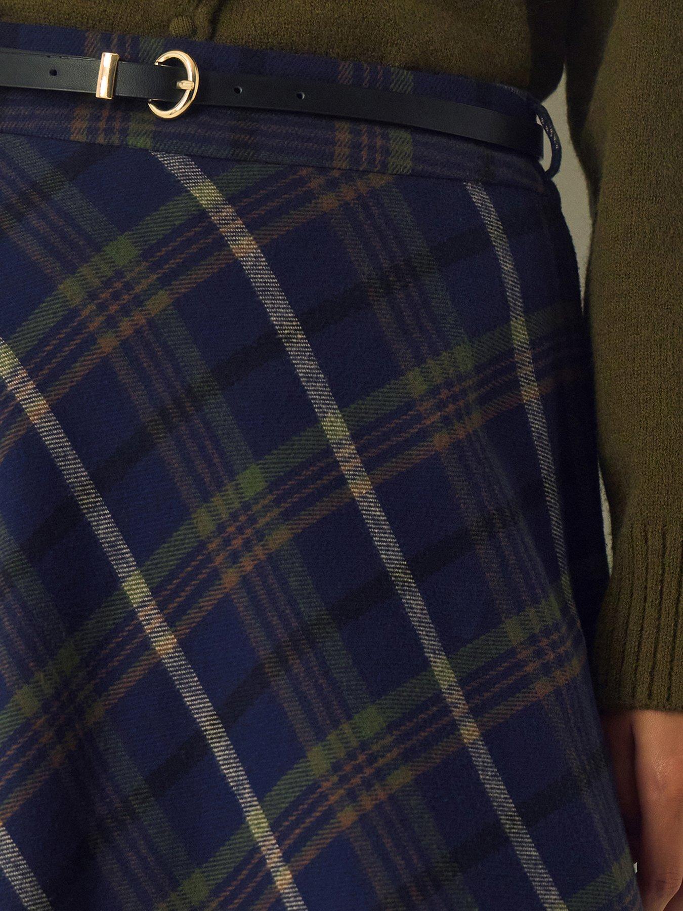 Image 2 of 5 of Monsoon Womens Willa Check Maxi A-Line Skirt - Blue