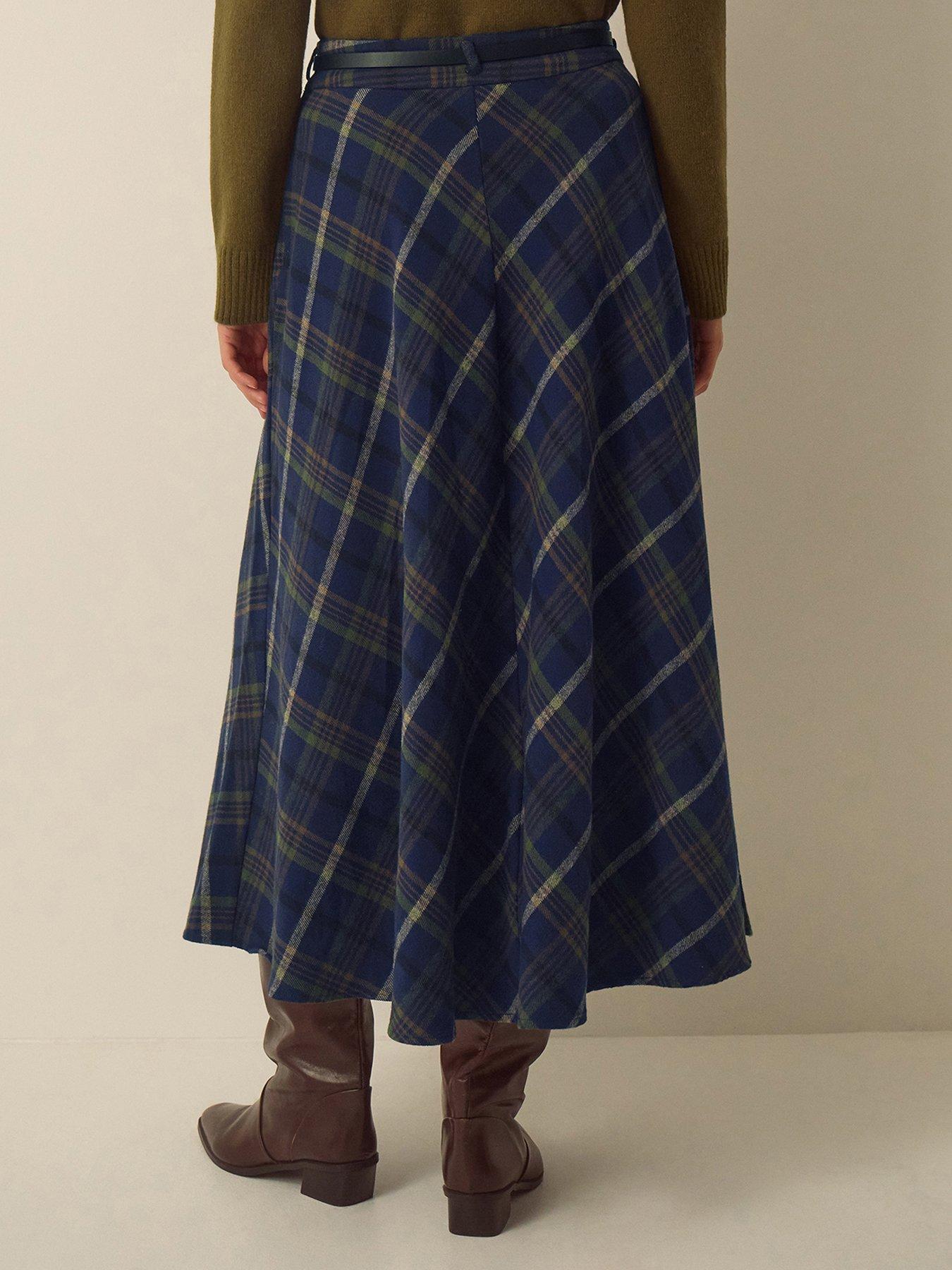Image 3 of 5 of Monsoon Womens Willa Check Maxi A-Line Skirt - Blue