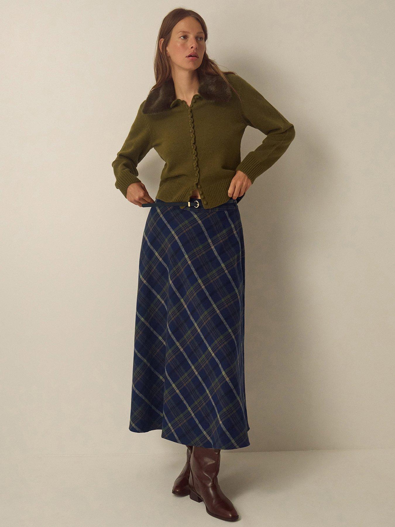 Image 5 of 5 of Monsoon Womens Willa Check Maxi A-Line Skirt - Blue