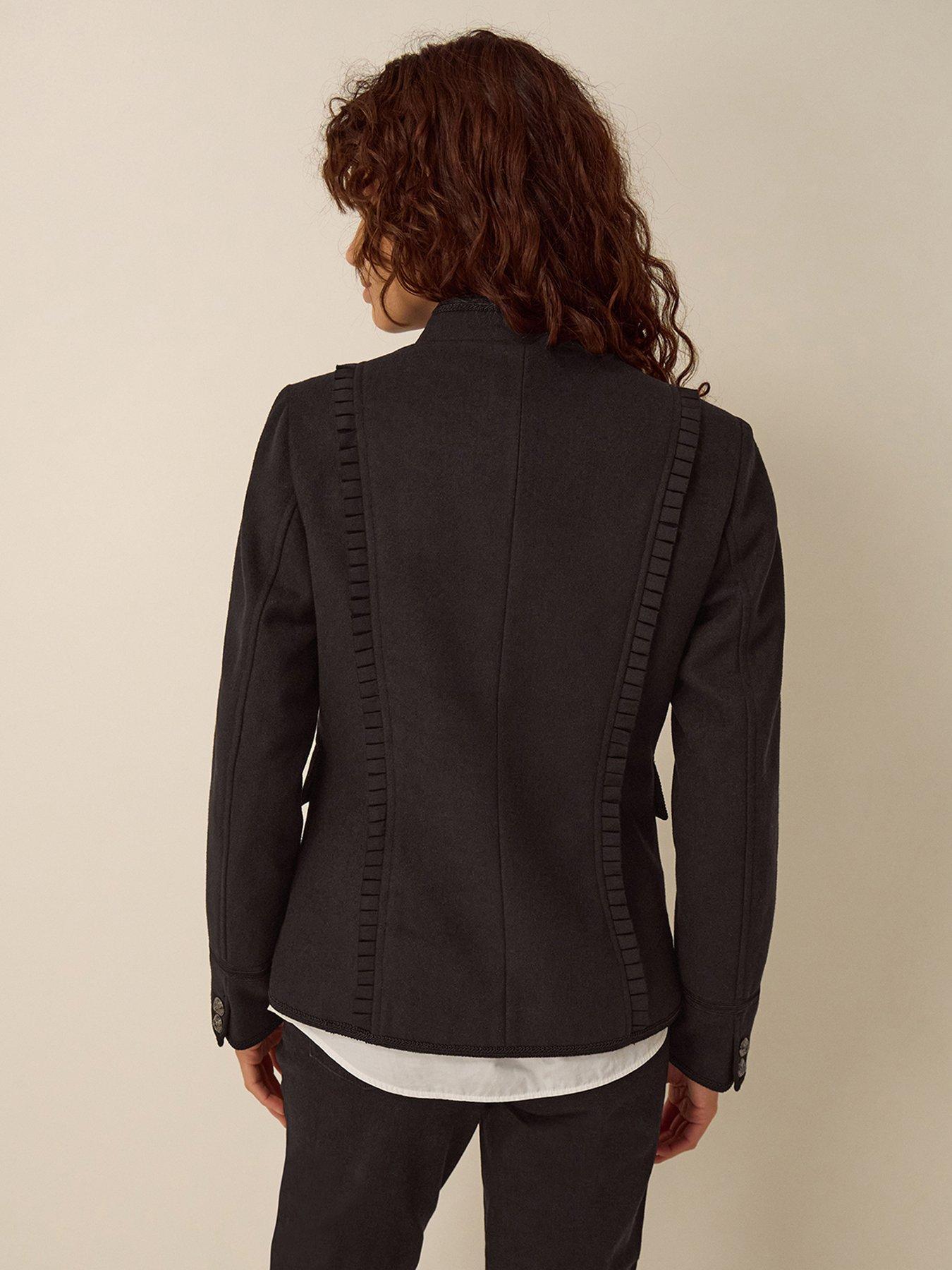 Image 2 of 5 of Monsoon Womens Mallory Funnel Neck Shaped Seam Military Jacket - Black