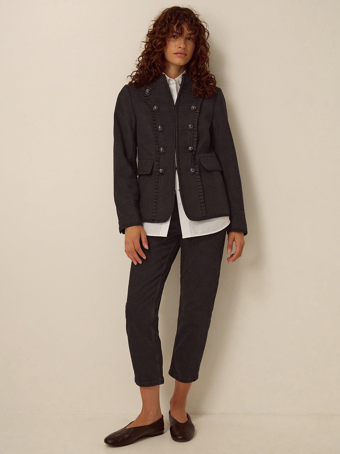 Image 3 of 5 of Monsoon Womens Mallory Funnel Neck Shaped Seam Military Jacket - Black