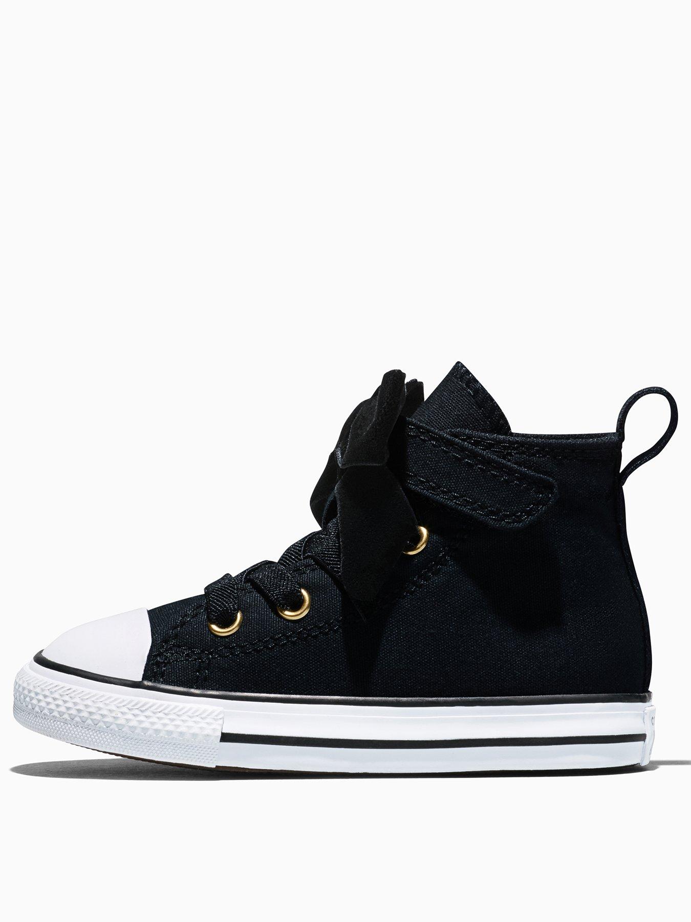 Image 3 of 5 of Converse Infants Chuck Taylor All Star Velcro Bow Hi Top Trainers - Black