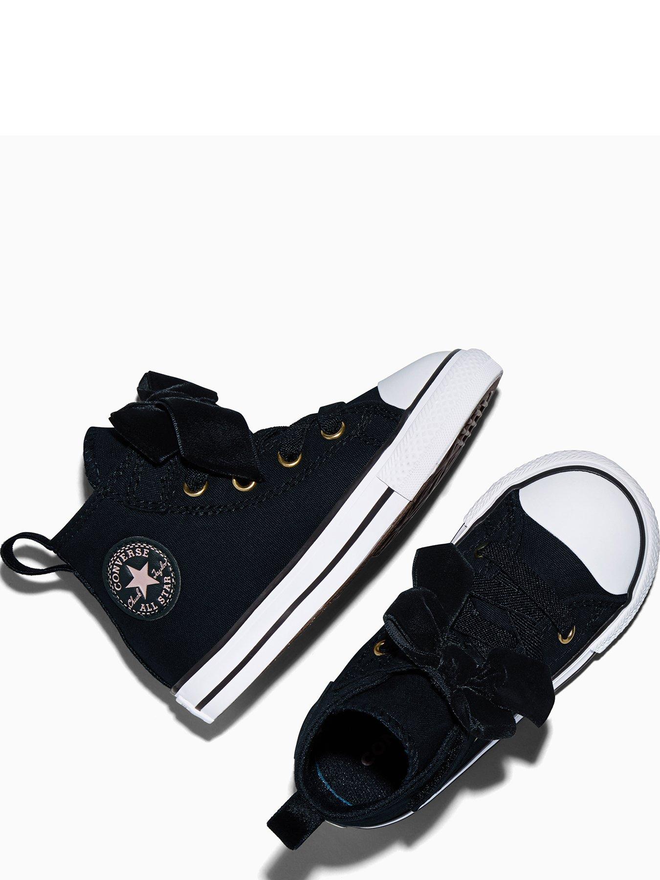 Image 4 of 5 of Converse Infants Chuck Taylor All Star Velcro Bow Hi Top Trainers - Black