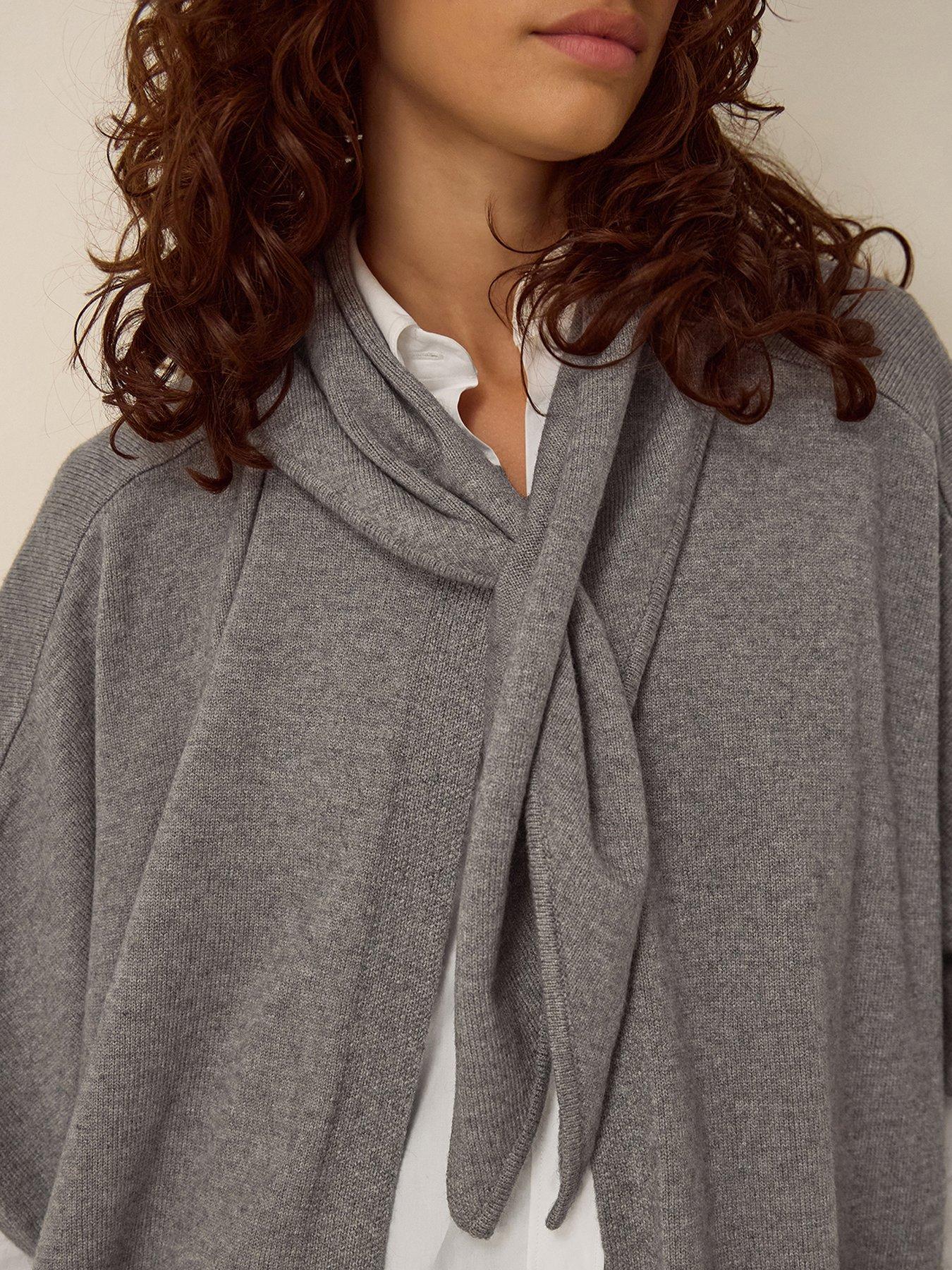 Image 5 of 5 of Monsoon Womens Samia Soft-Touch Knitted Cape - Grey