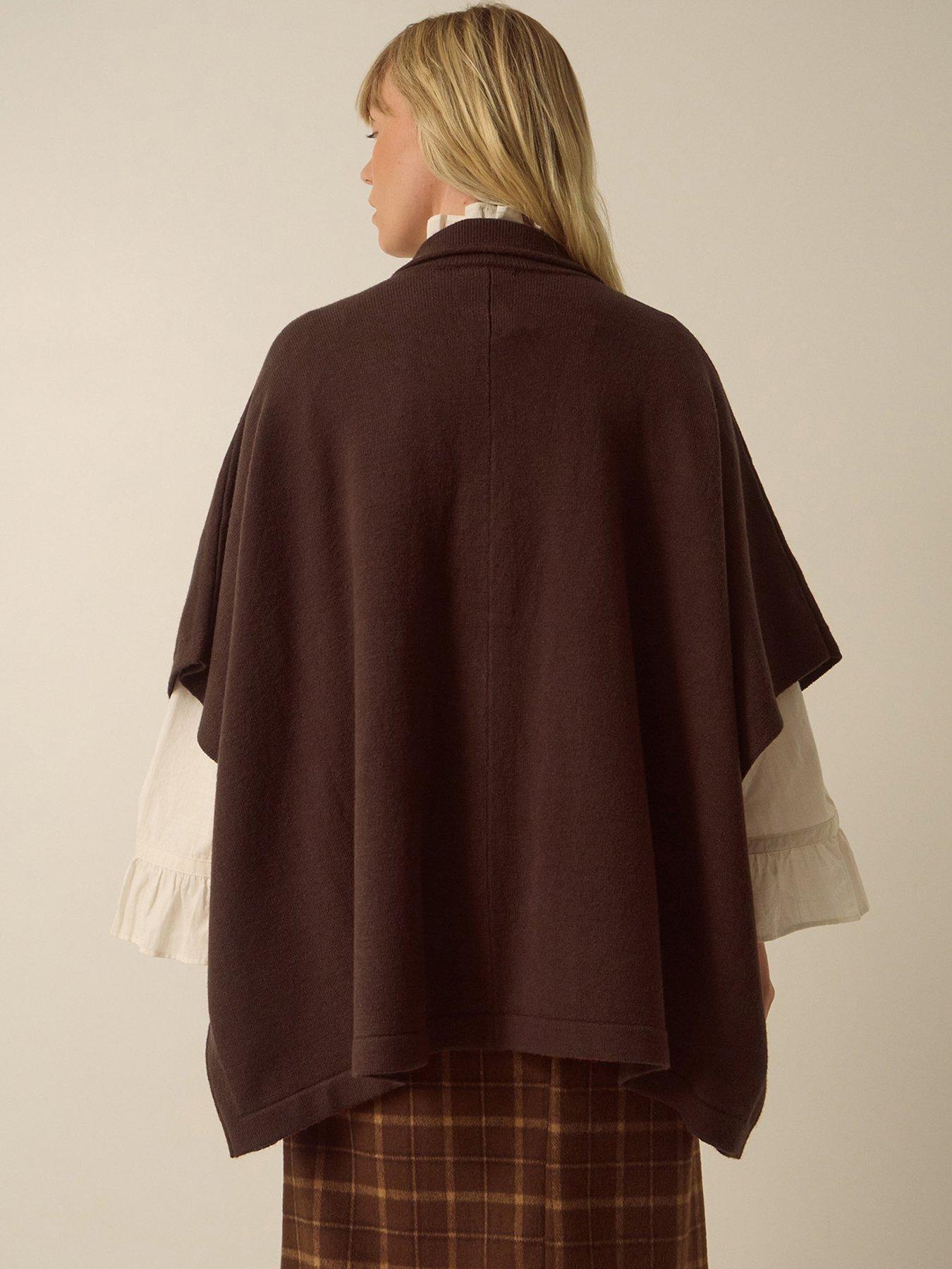 Image 5 of 6 of Monsoon Monsoon Collar Cape Sleeve Cardigan - Brown
