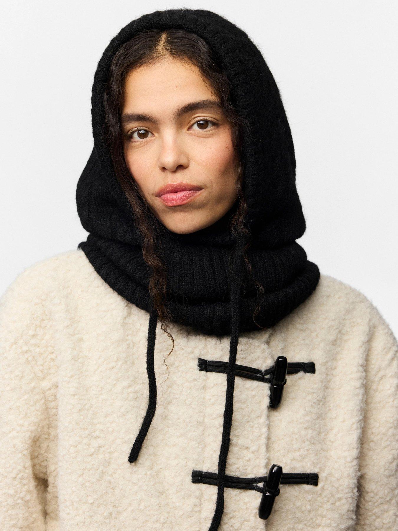 Image 2 of 3 of PIECES Womens Cable Knit Balaclava - Black