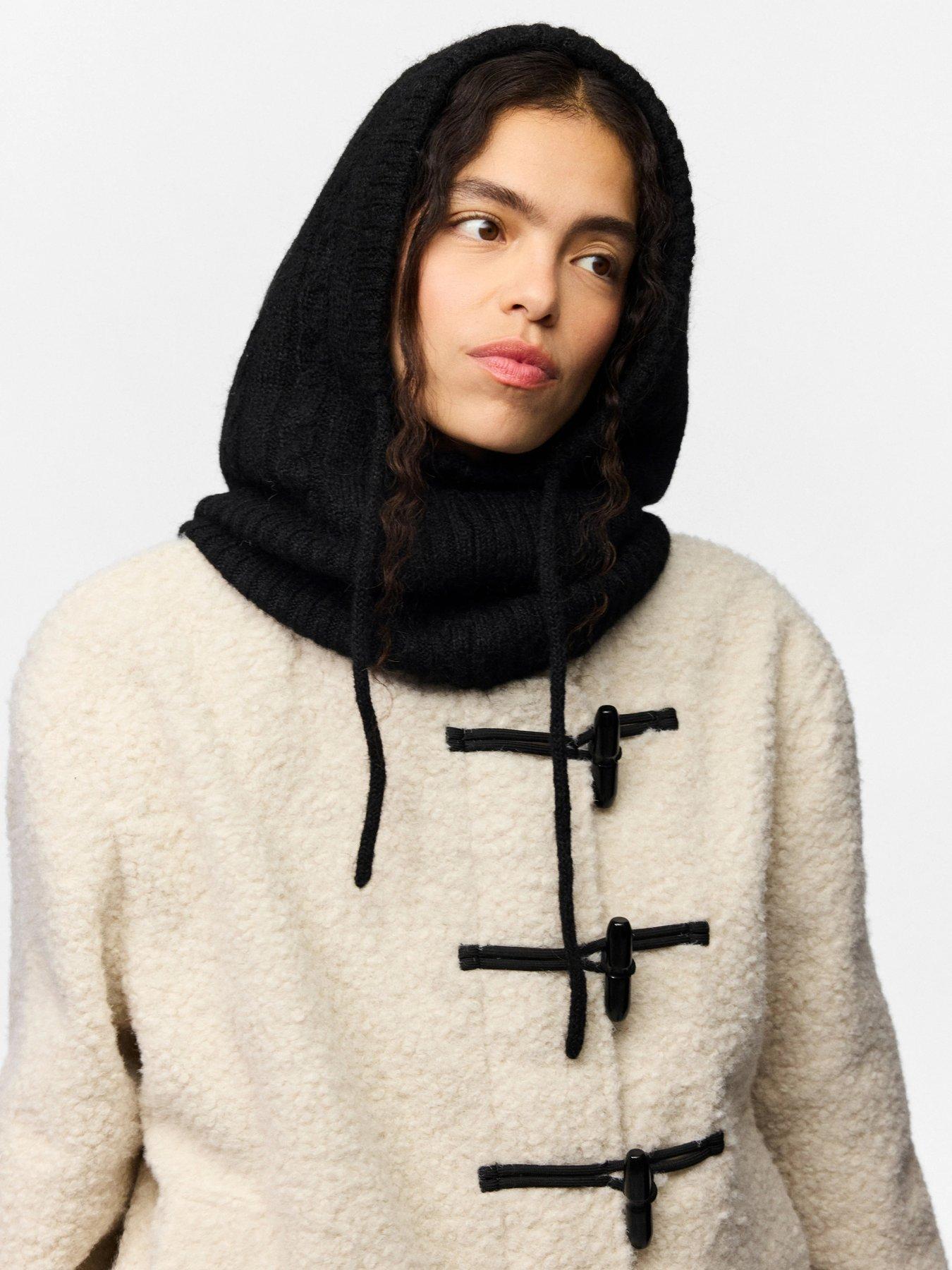 Image 3 of 3 of PIECES Womens Cable Knit Balaclava - Black