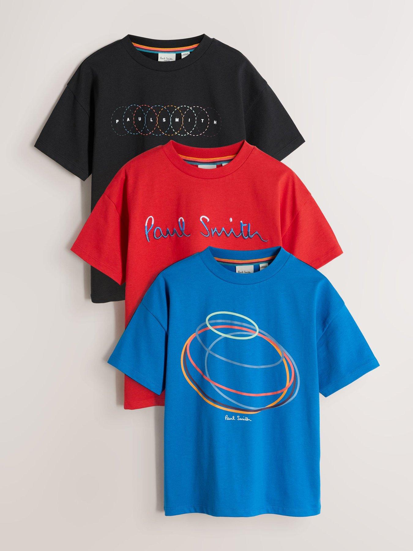 Paul Smith Junior Boys 3 Pack Graphic Blue/red/black Short Sleeve Tshirts - Multi
