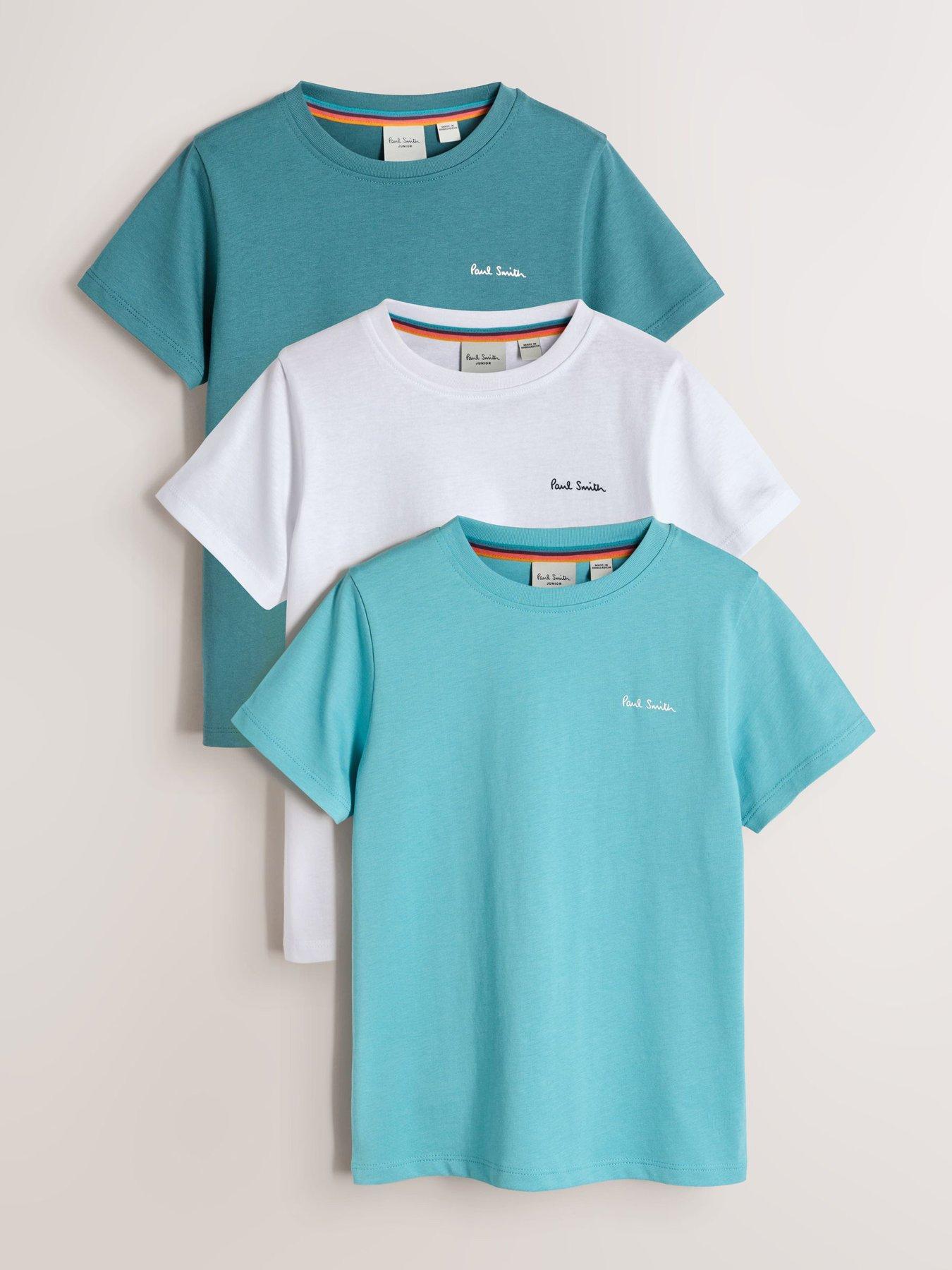 Paul Smith Junior Boys 3 Pack Short Sleeve Blue/white Signature Tshirts - Multi