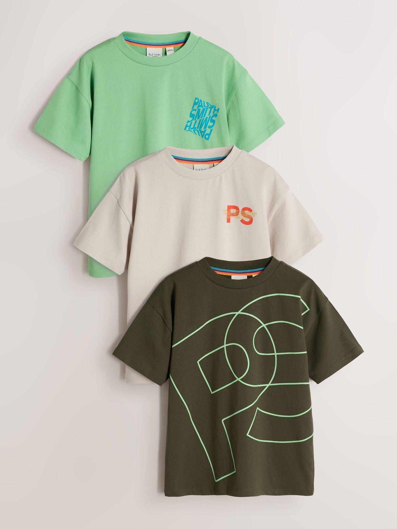Paul Smith Junior Boys 3 Pack Short Sleeve Green/ecru Graphic Tshirts - Multi
