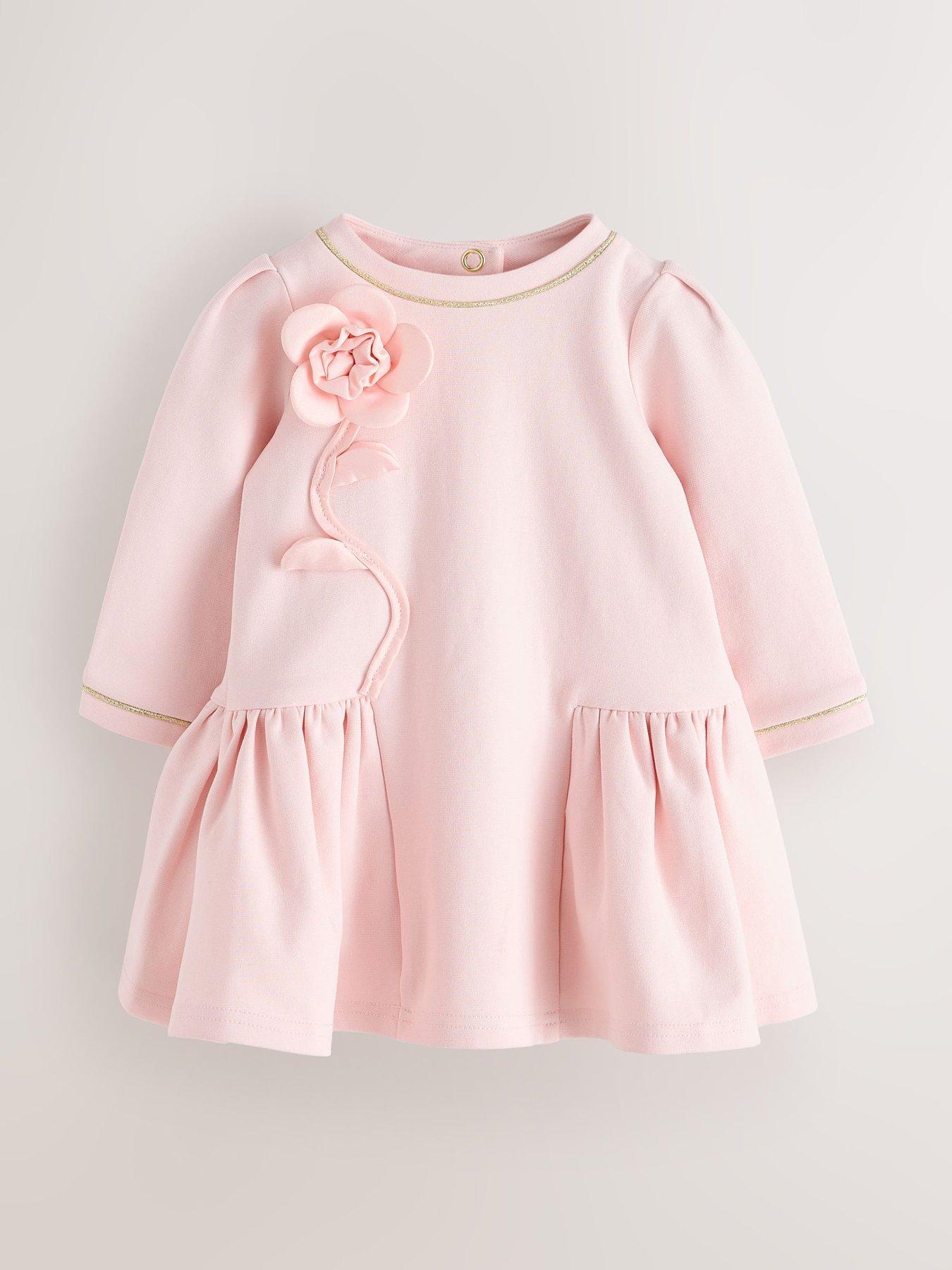 Ted Baker Baby Girls Long Sleeve 3d Flower Placement Ponte Dress - Pink