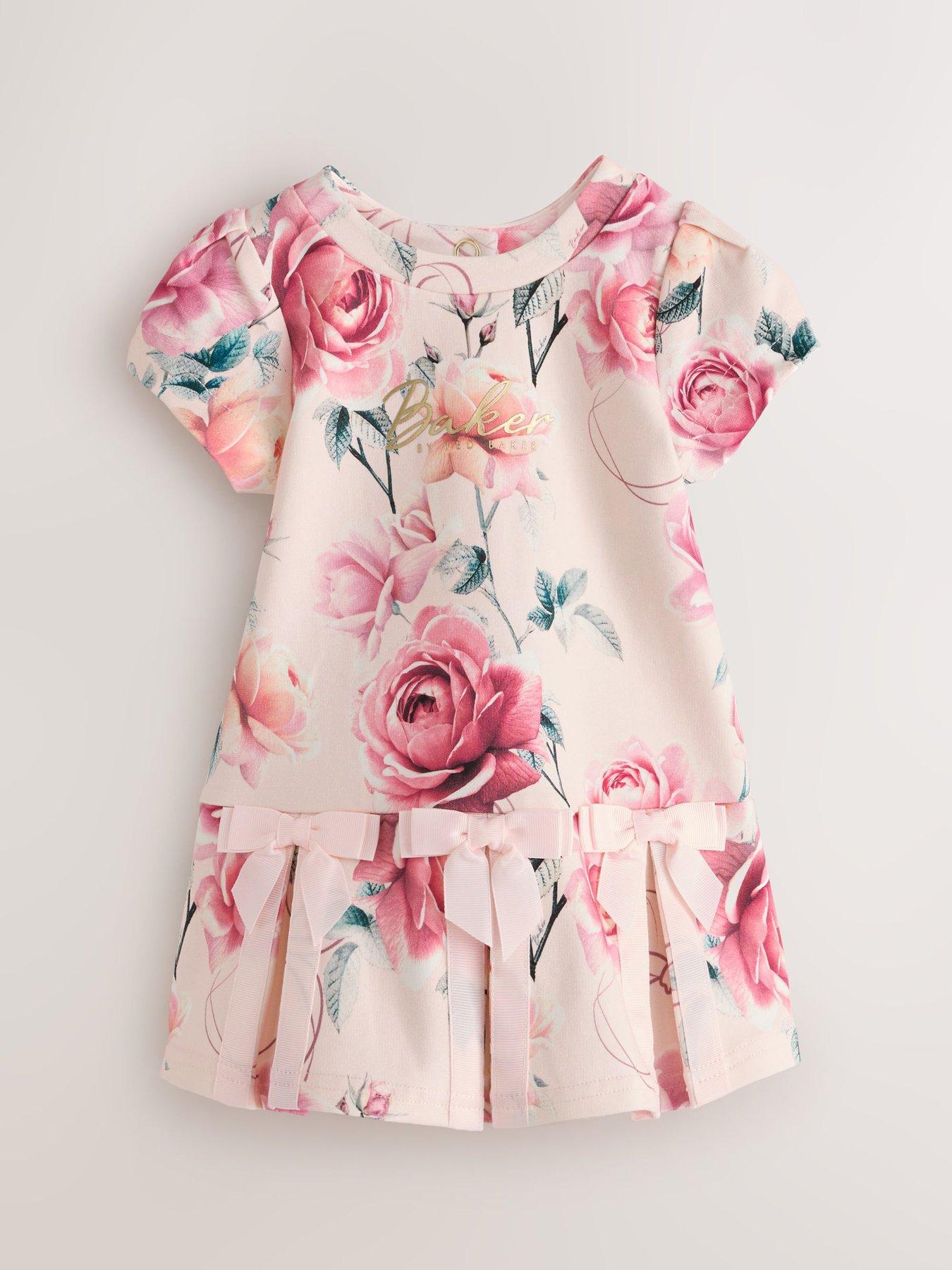 Ted Baker Younger Girls Bow Hem Ponte Dress - Pink